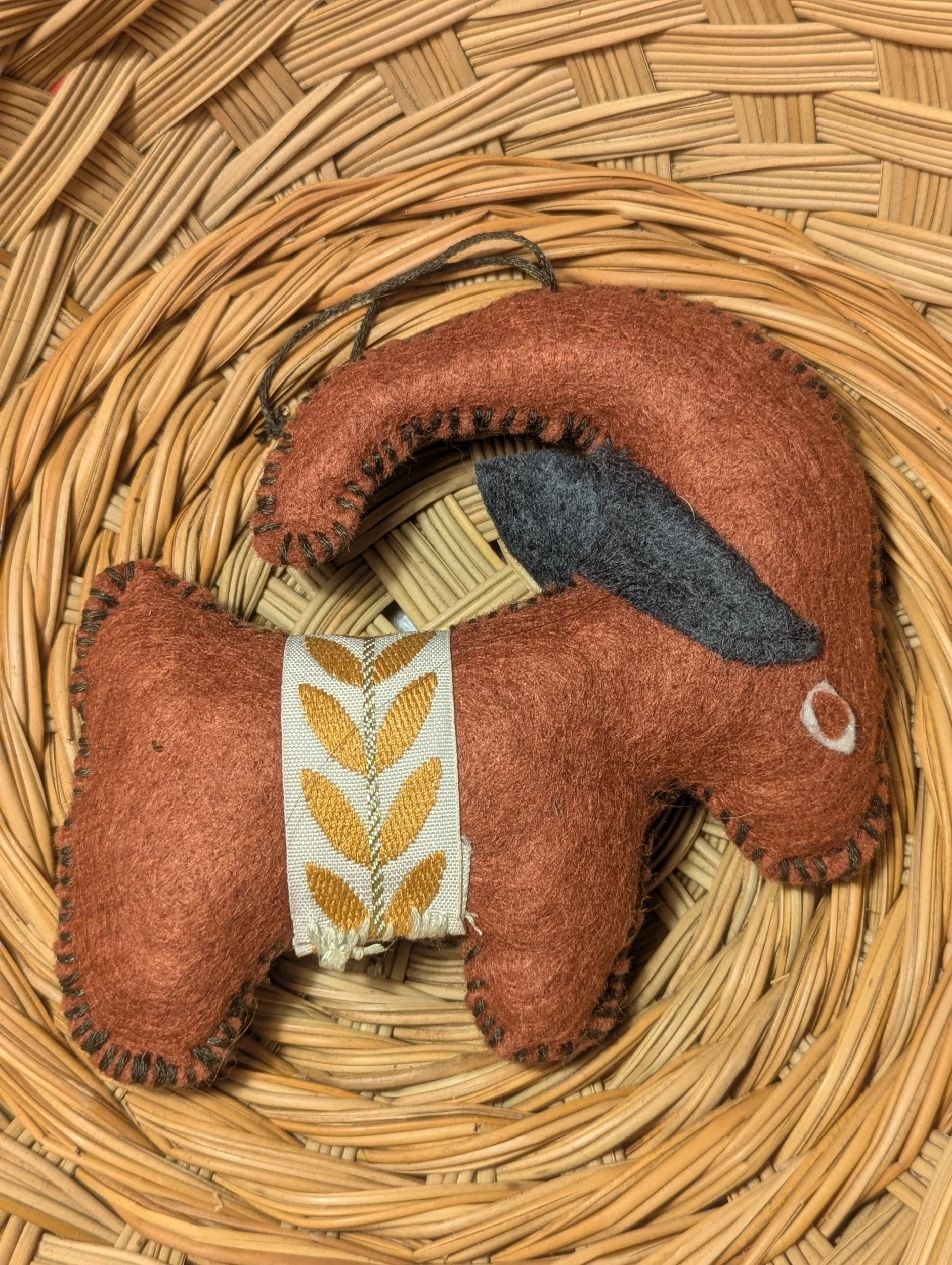 san clemente island goat, felt goat, yule goat, handcrafted goat, handicraft, farmstead crafts,