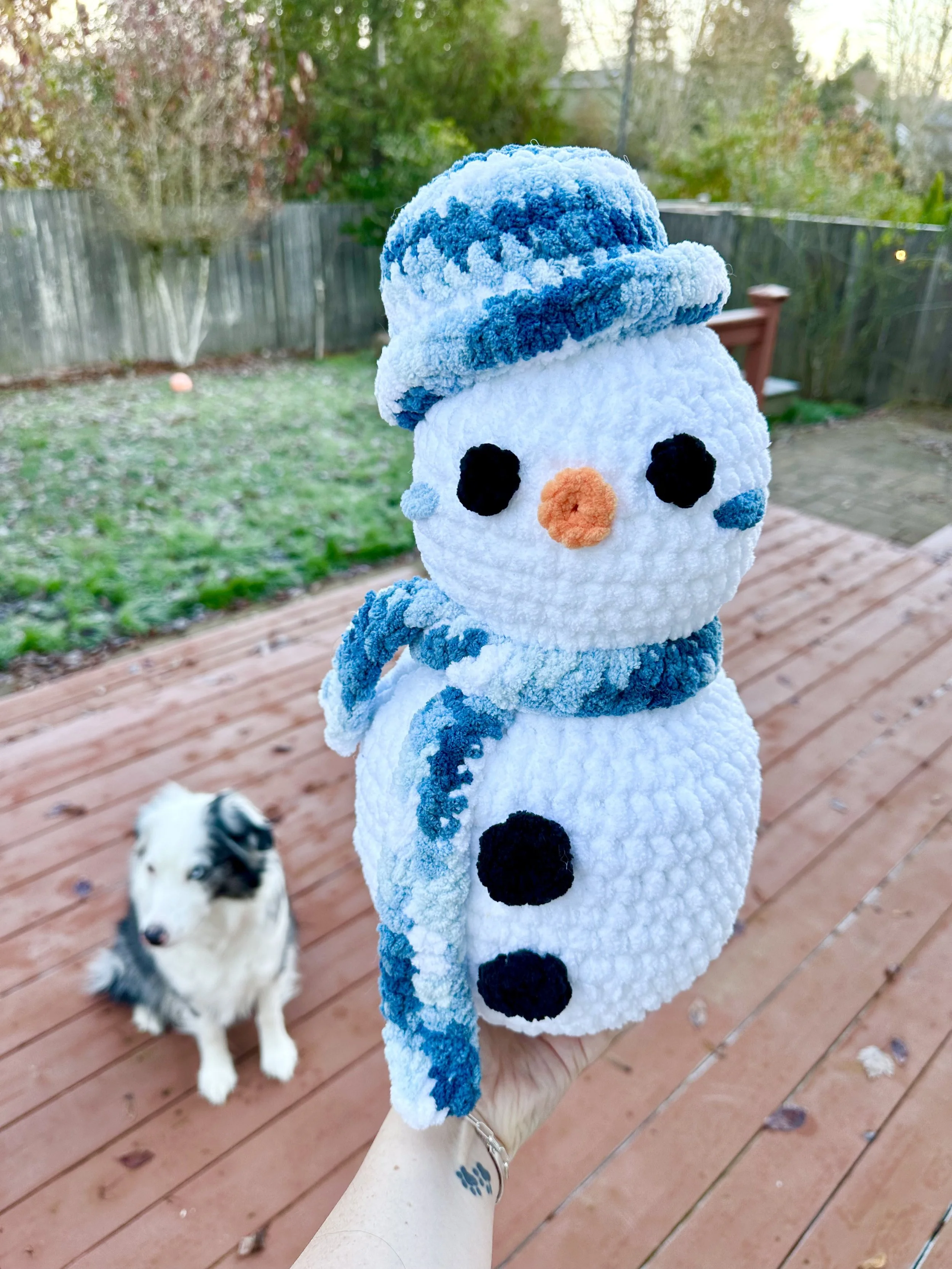 Description: Snowman With hat & Scarf |
Size: Large |
Eyes: Felt Eyes |
Price: ~ $50
