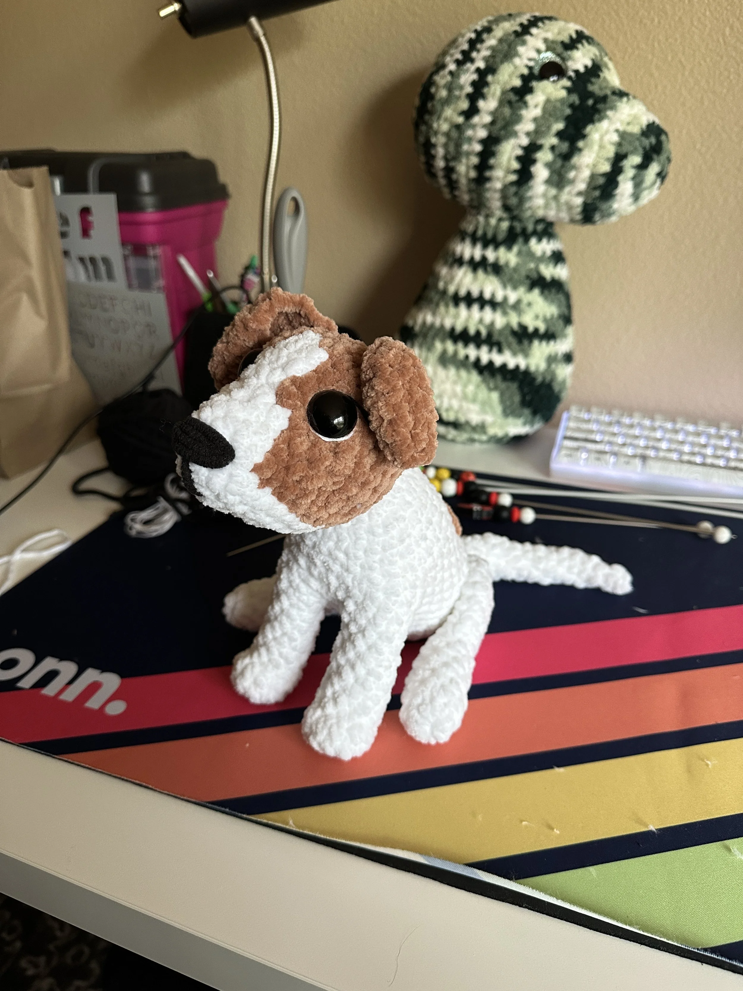 Description: Realistic Jack Russel Terrier |
Size: Large |
Eyes: Black Safety Eyes |
Price: ~ $65