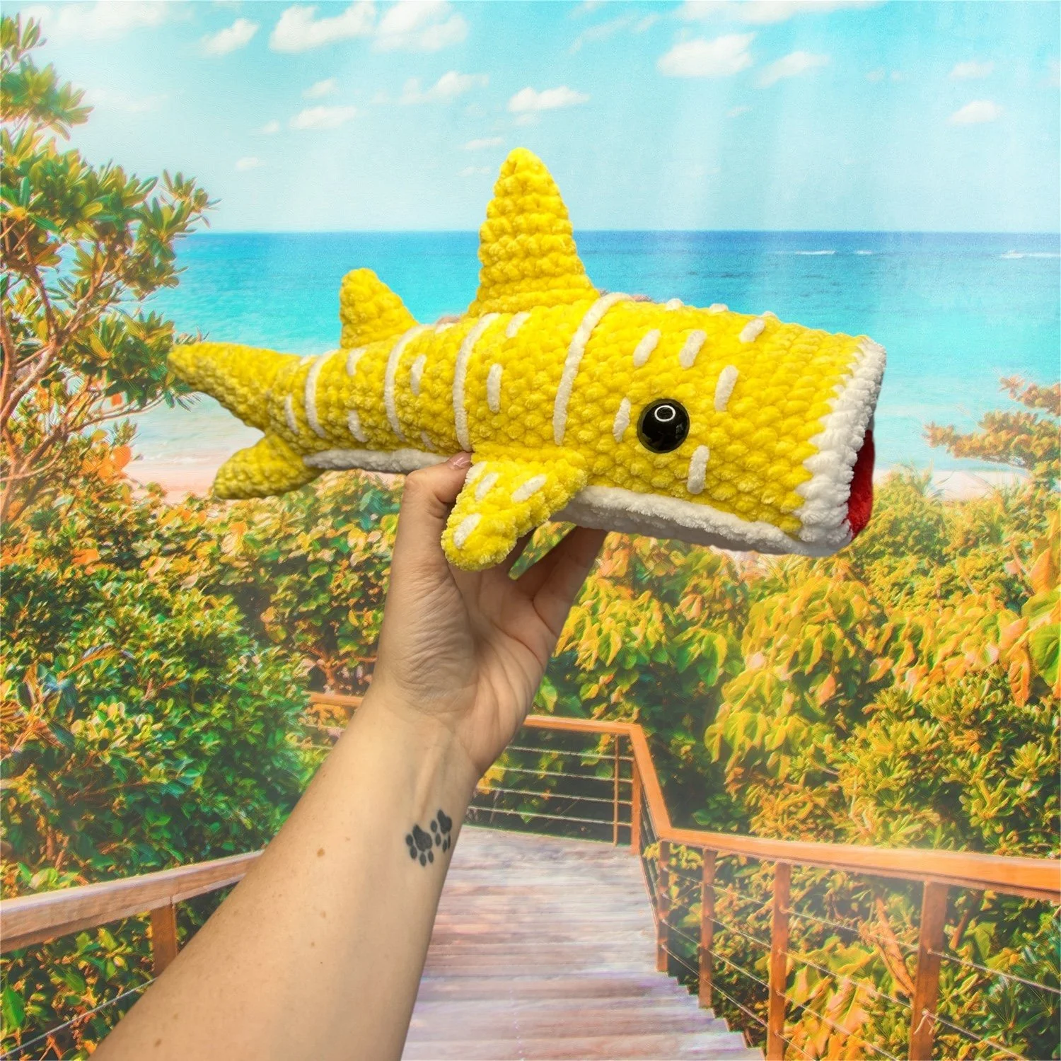 Description: Yellow Whale Shark |
Size: Large |
Eyes: Black Safety Eyes |
Price: ~ $45