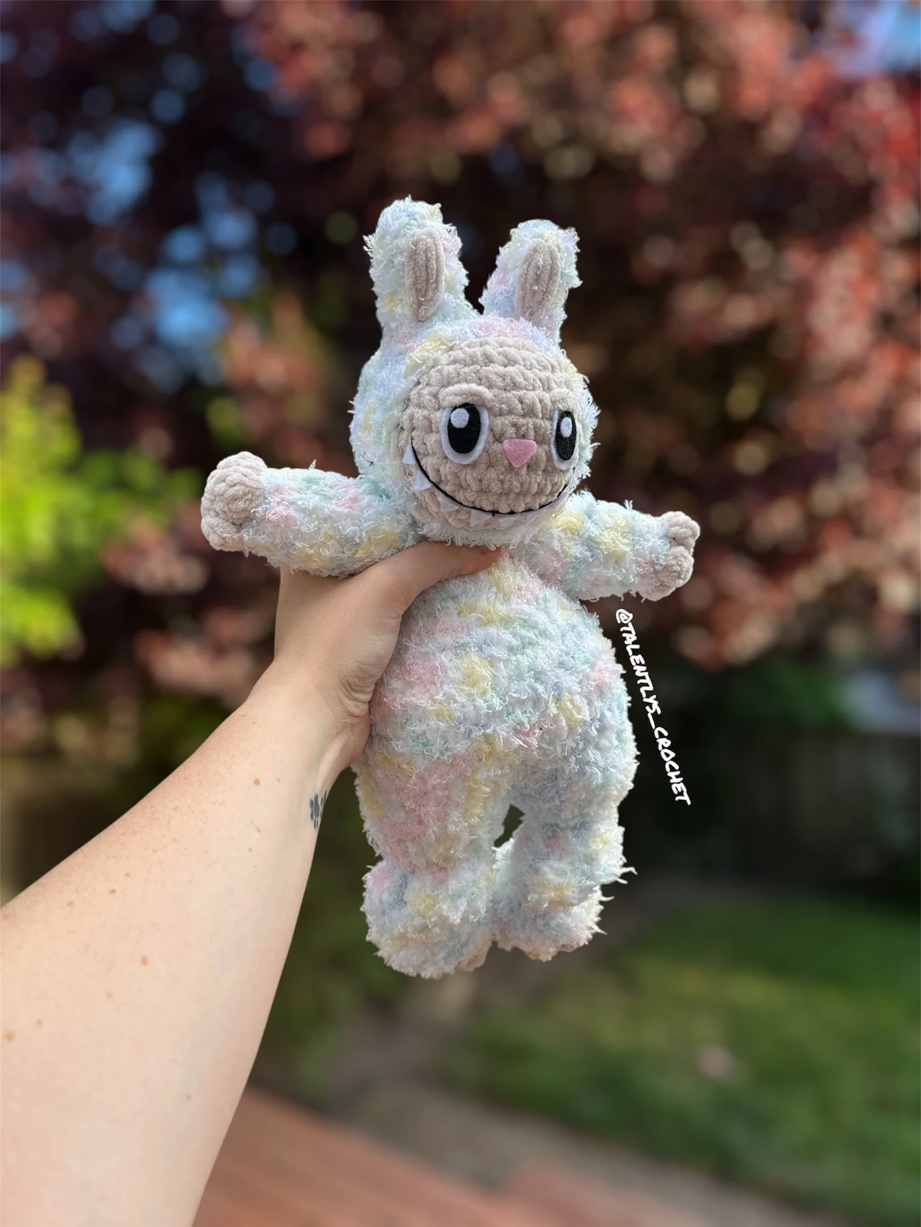 Description: Colorful Labubu Snuggler |
Size: Large |
Eyes: Felt |
Price: ~ $65