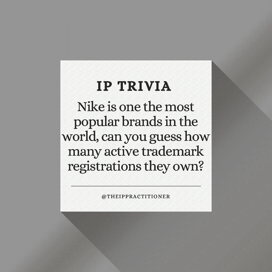Hint: Since its existence, Nike has submitted 975 applications but over the years some have been abandoned or cancelled and some are currently pending. 

So, how many are active?
#trademark #trademarklawyer #trademarkregistration #nike #iplaw #justdo