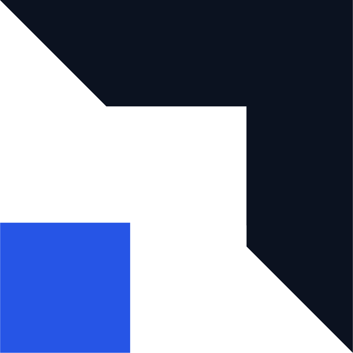 Abstract geometric design with black, dark blue, and bright blue shapes and shadows.