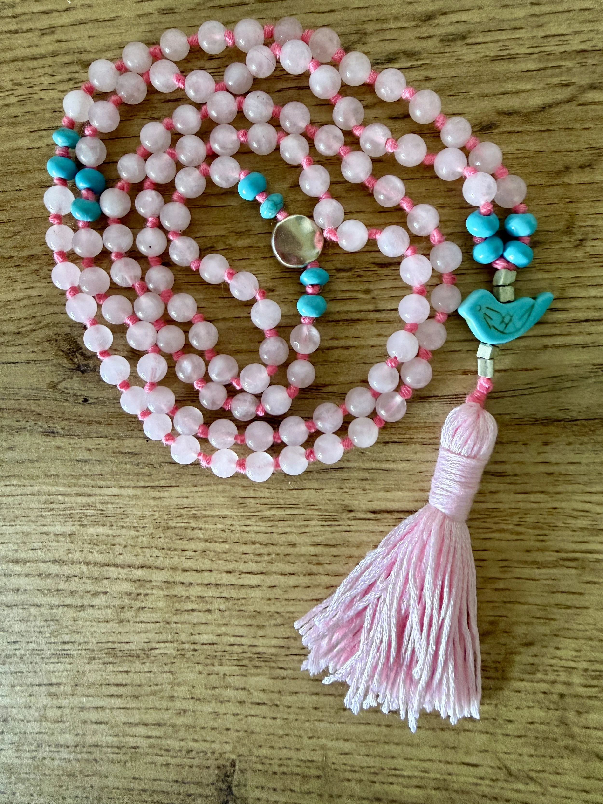 rose quartz beads turquoise bird pendant 4.jpg