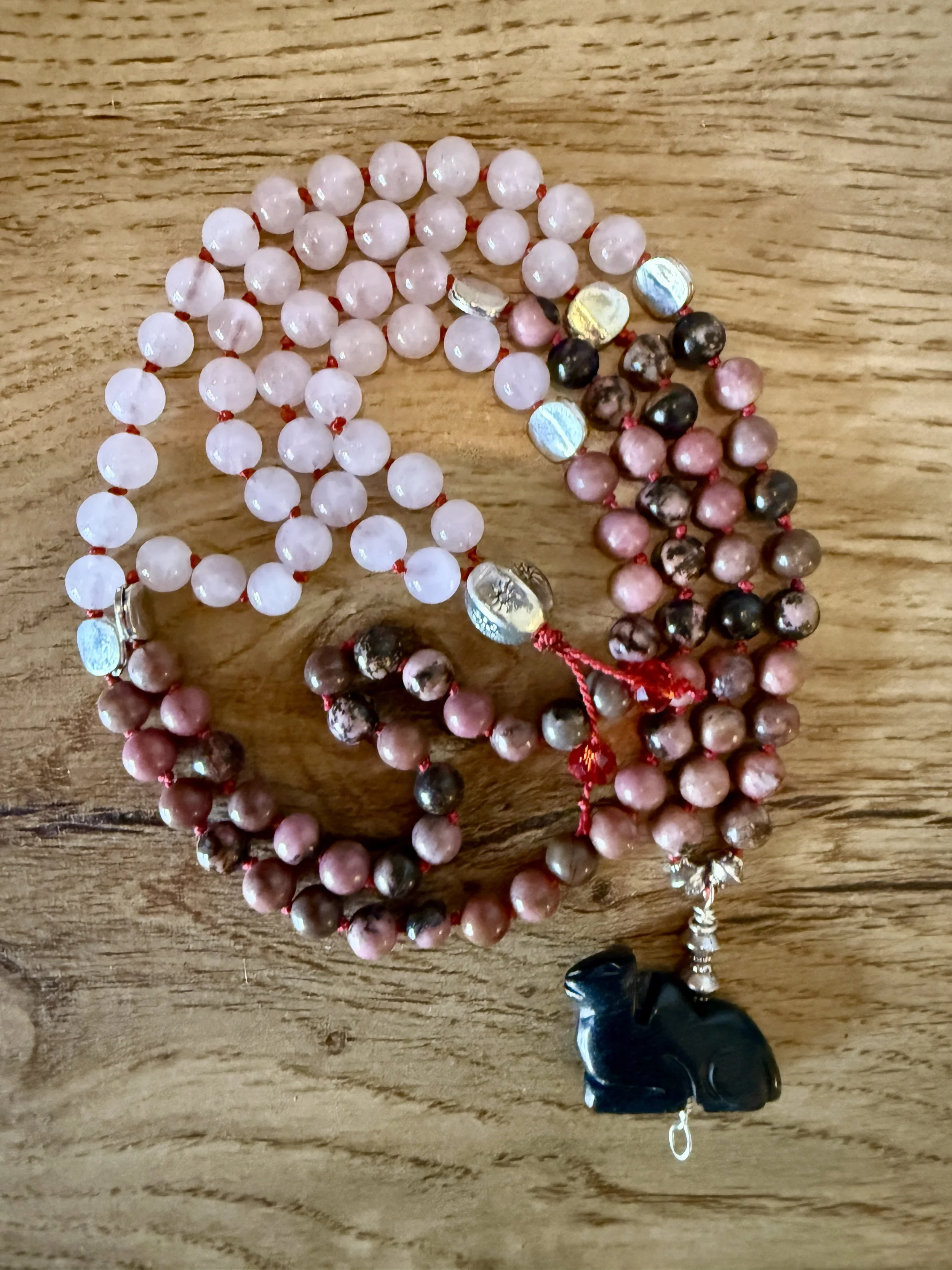 rhodonite rose quartz beads camel pendant.jpg