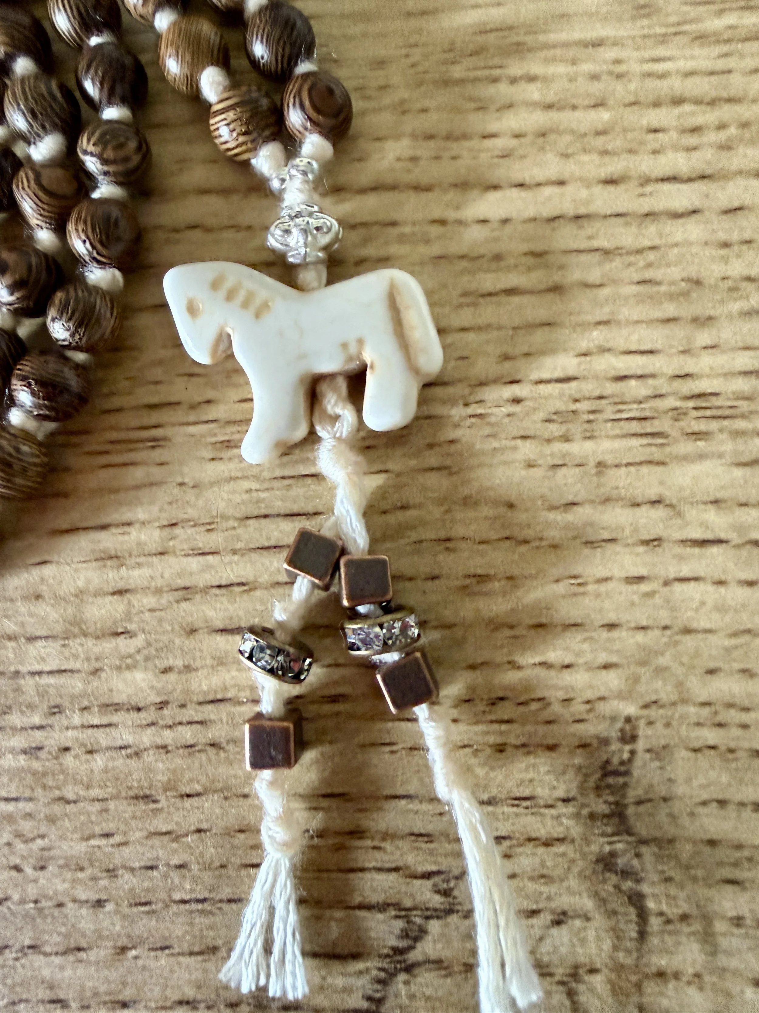 variegated wood beads silver beads horse pendant 2.jpg