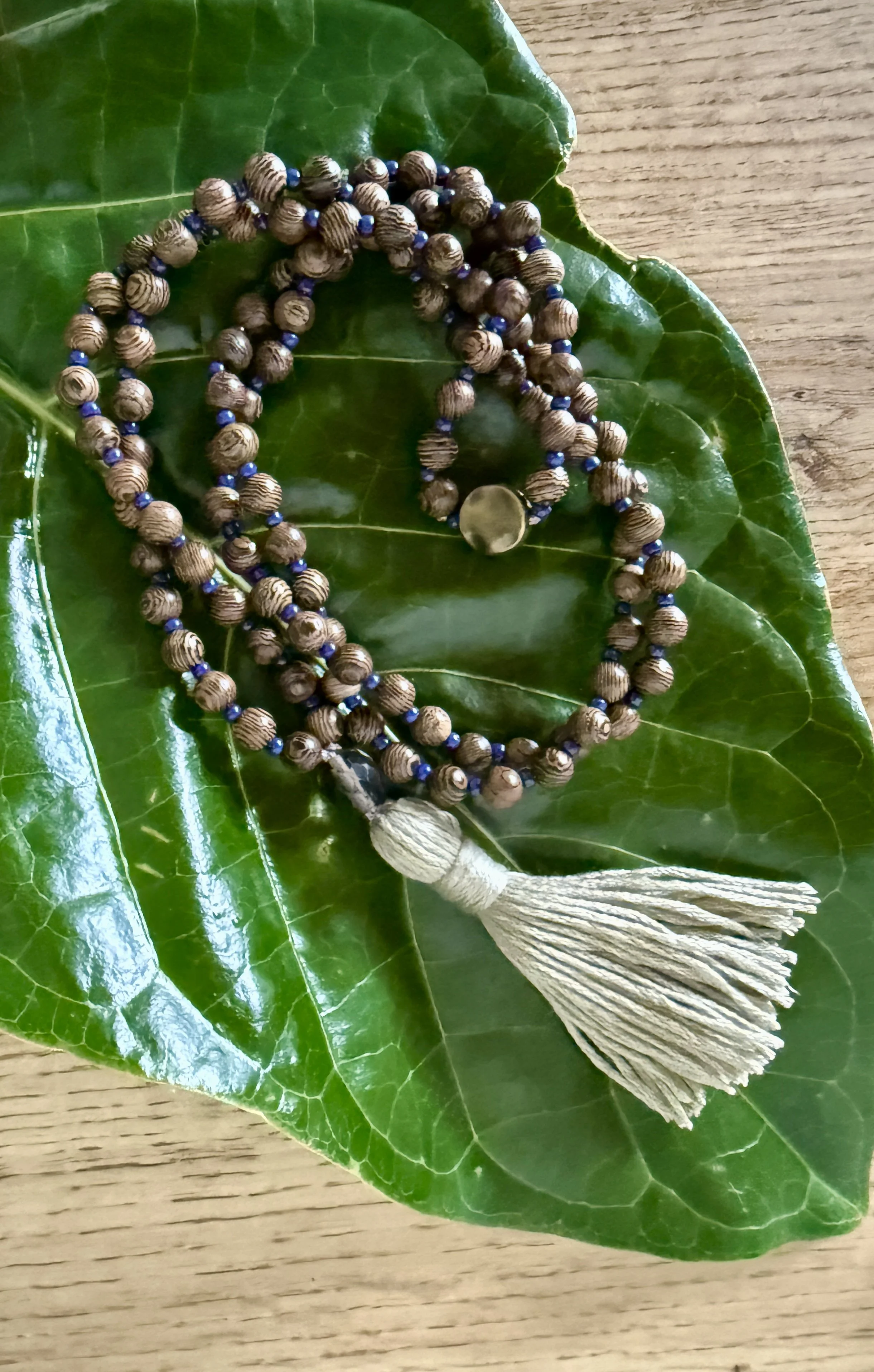 brown striped wood beads simple mala 3.jpg
