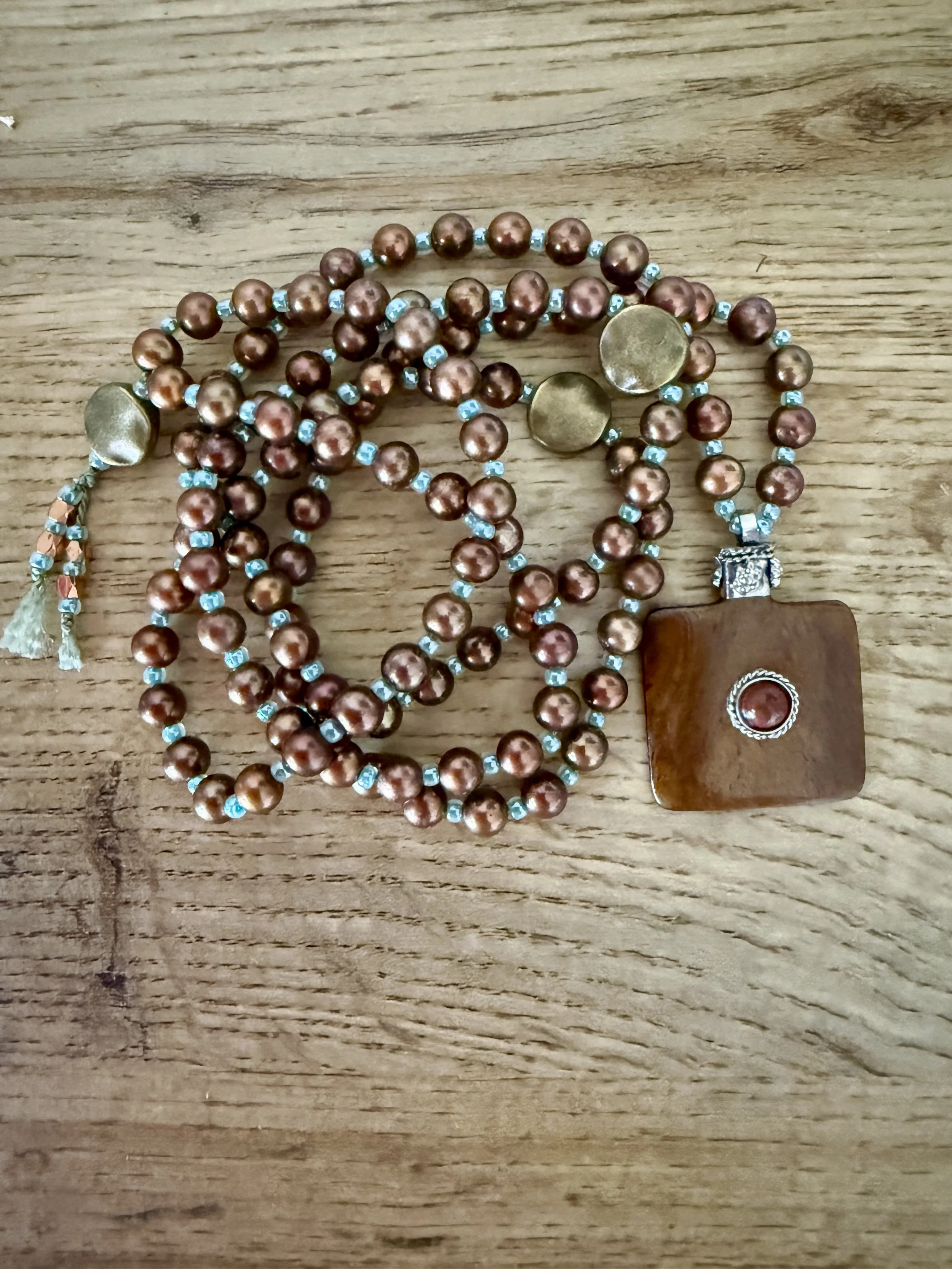 gold beads blue spacer tibetan pendant 4.jpg