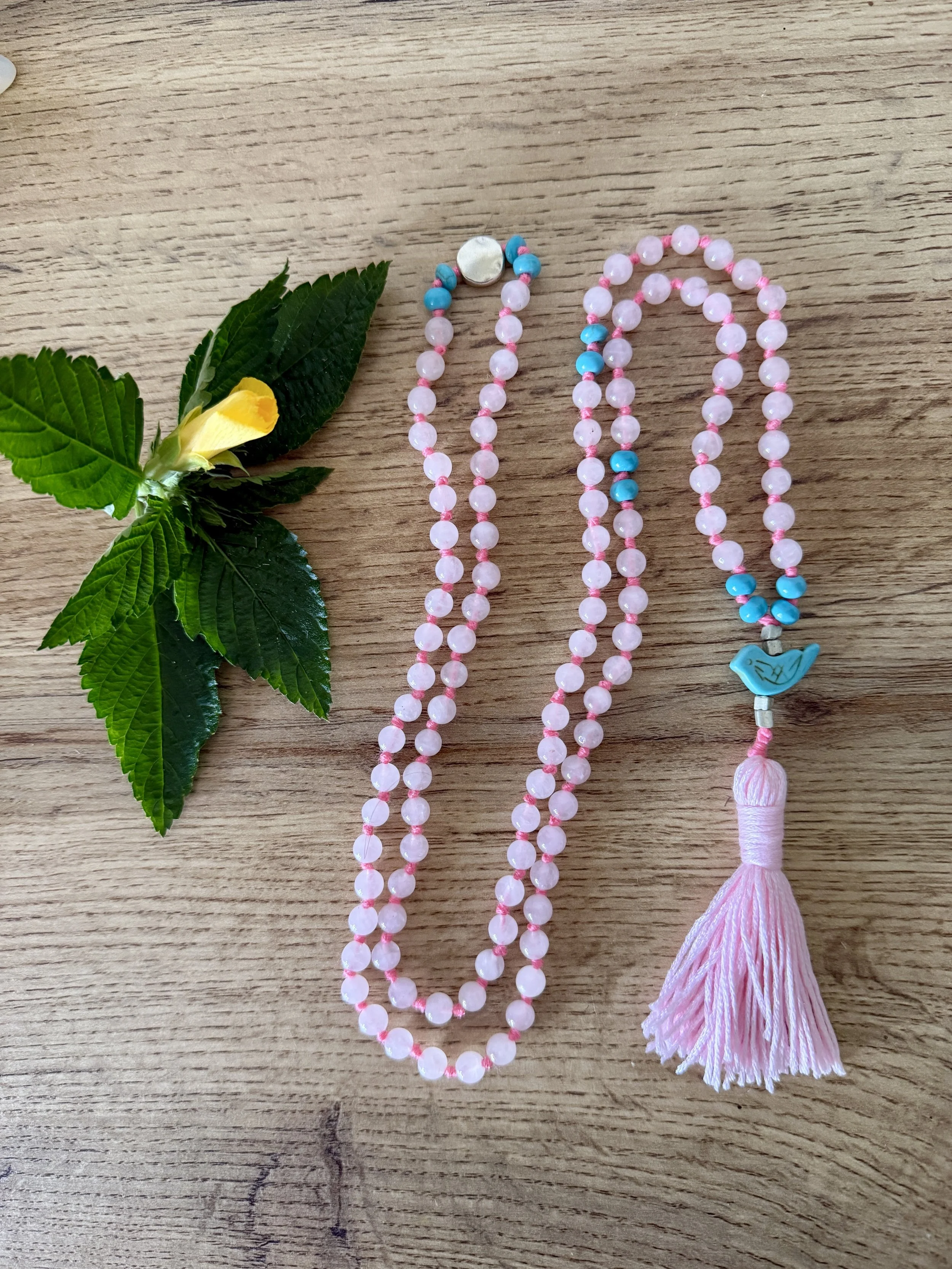 rose quartz beads turquoise bird pendant 1.jpg