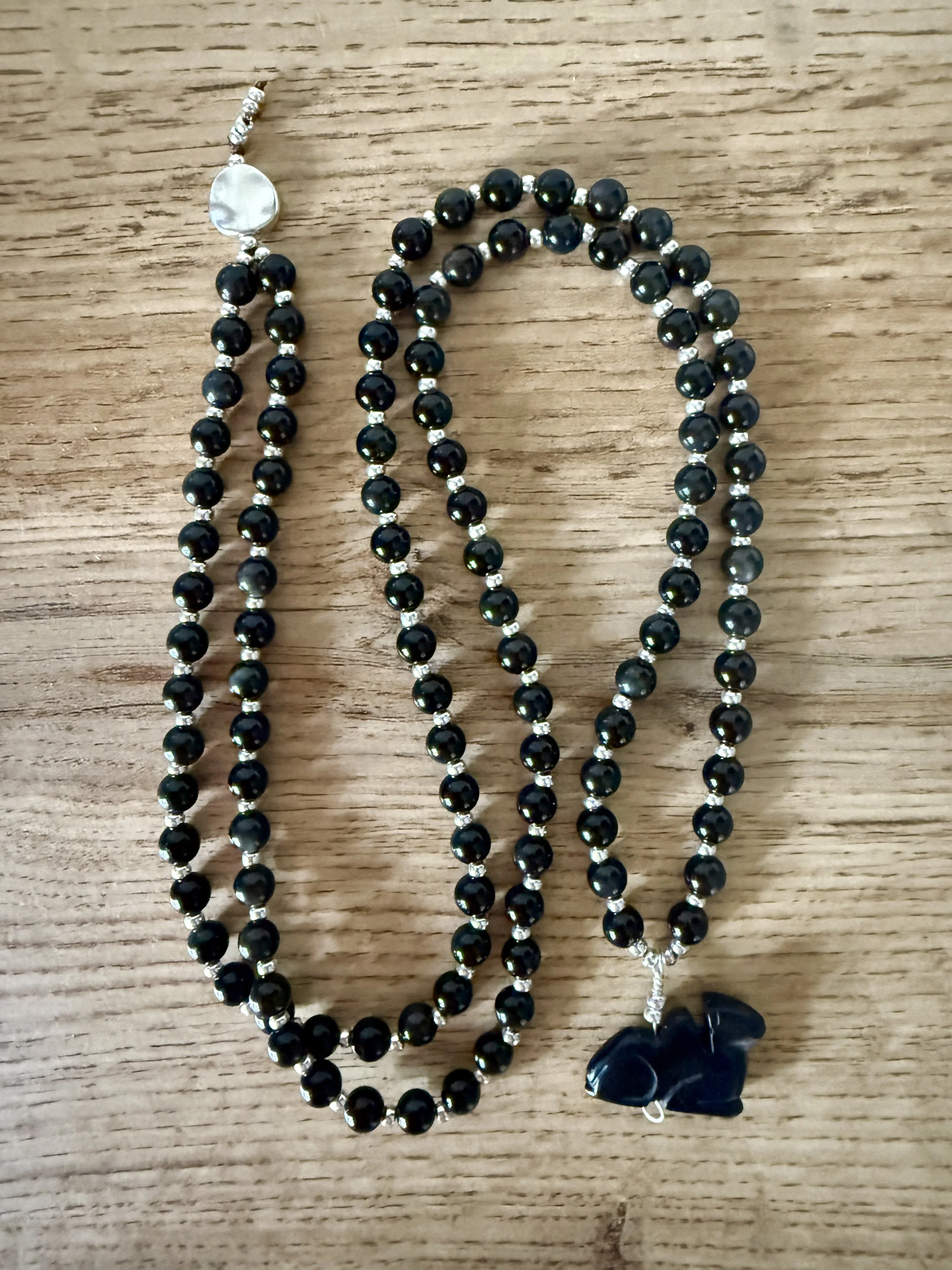 obsidian beads camel pendant silver spacers 2.jpg