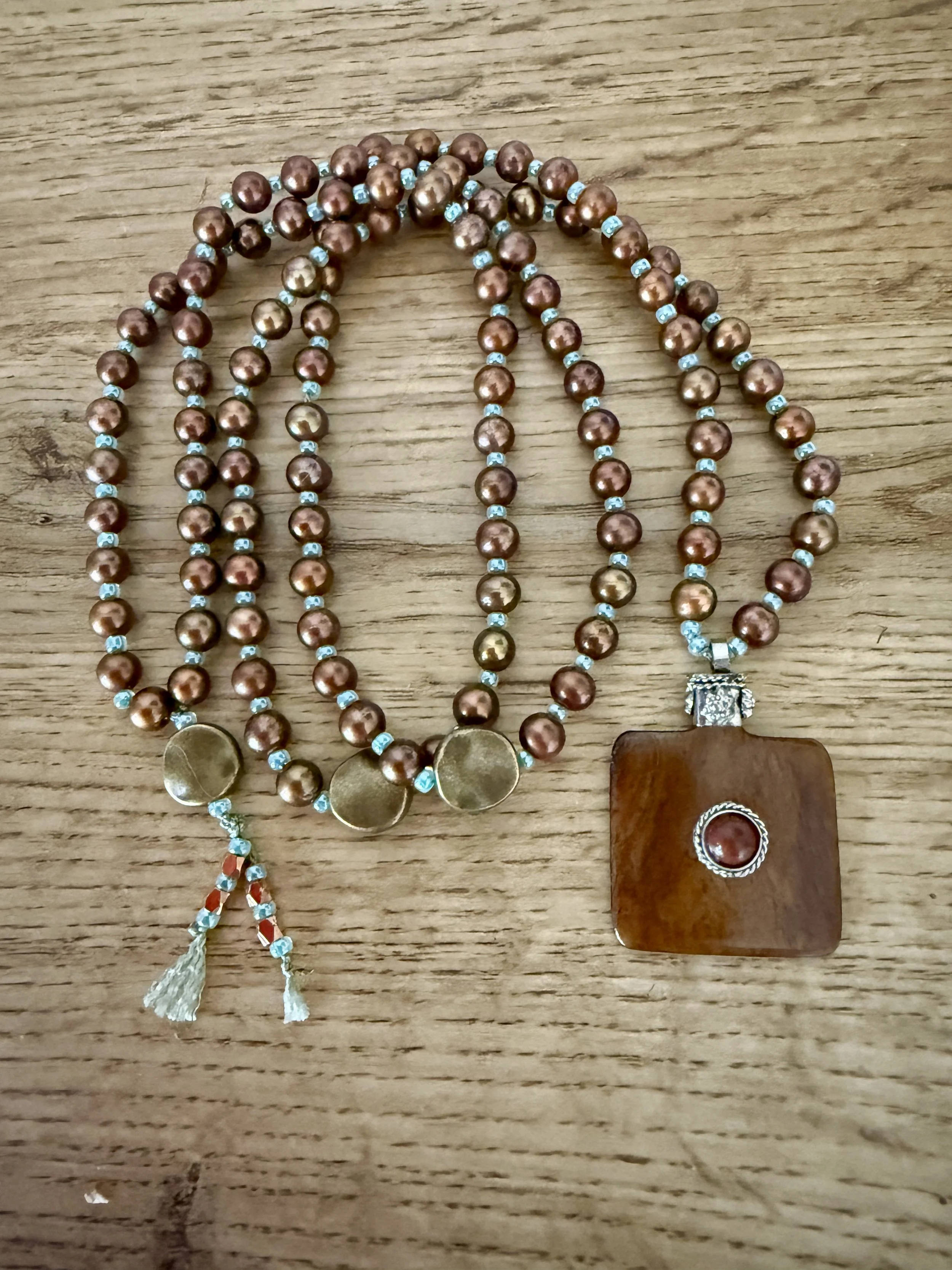 gold beads blue spacer tibetan pendant 1.jpg