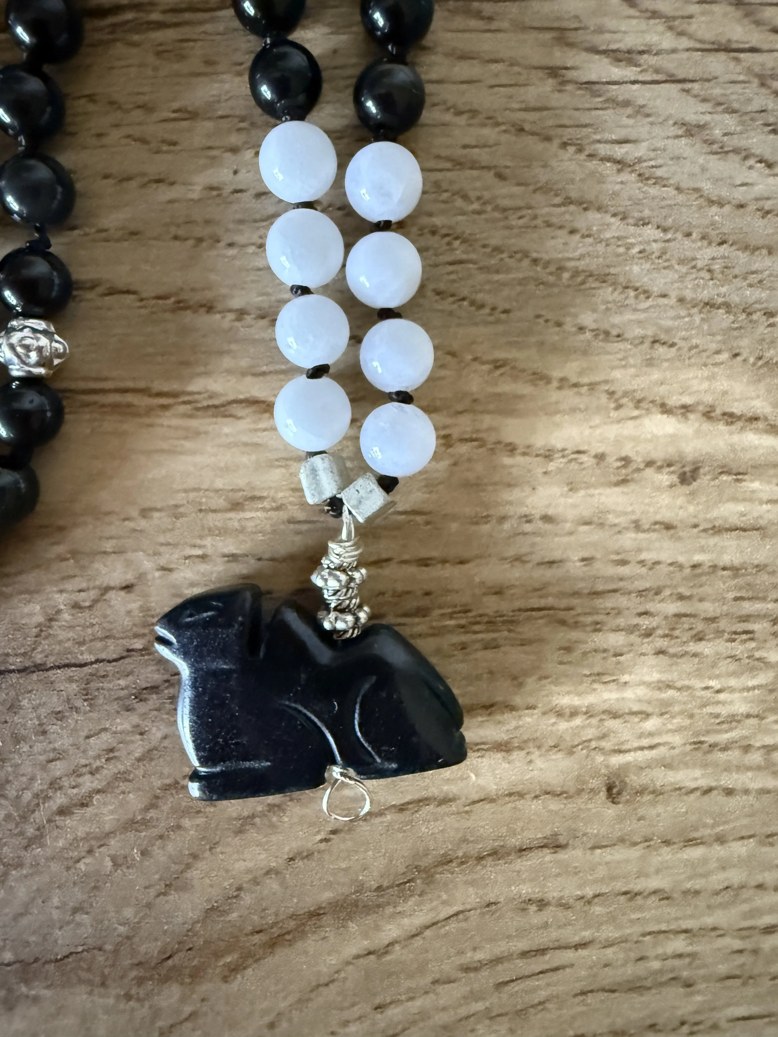 obsidian white jade beads camel pendant 2.JPG
