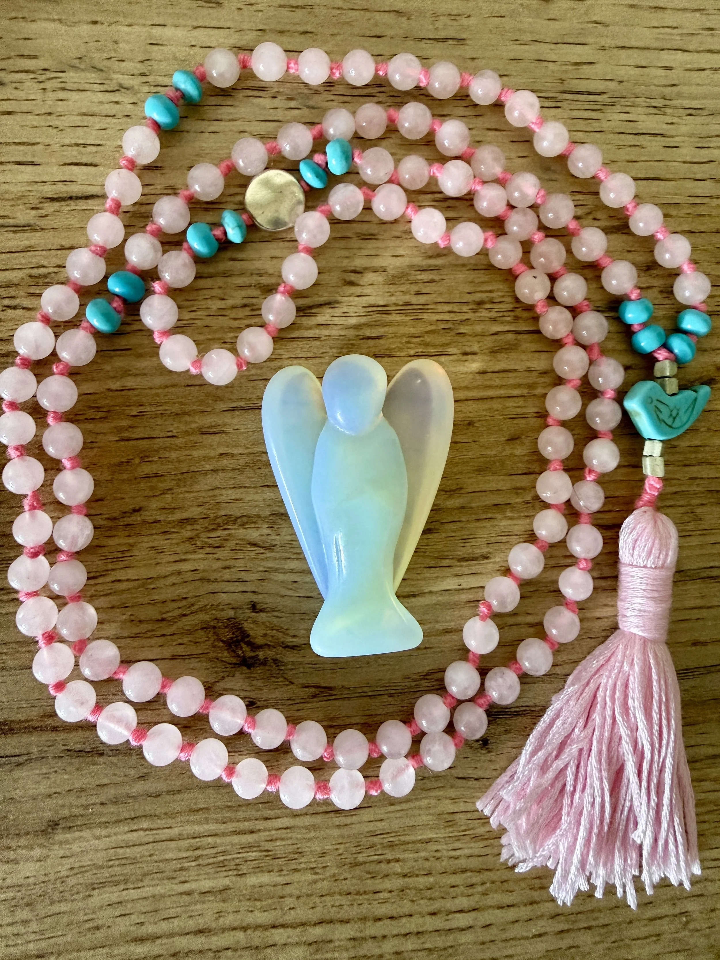 rose quartz beads turquoise bird pendant 5.jpg