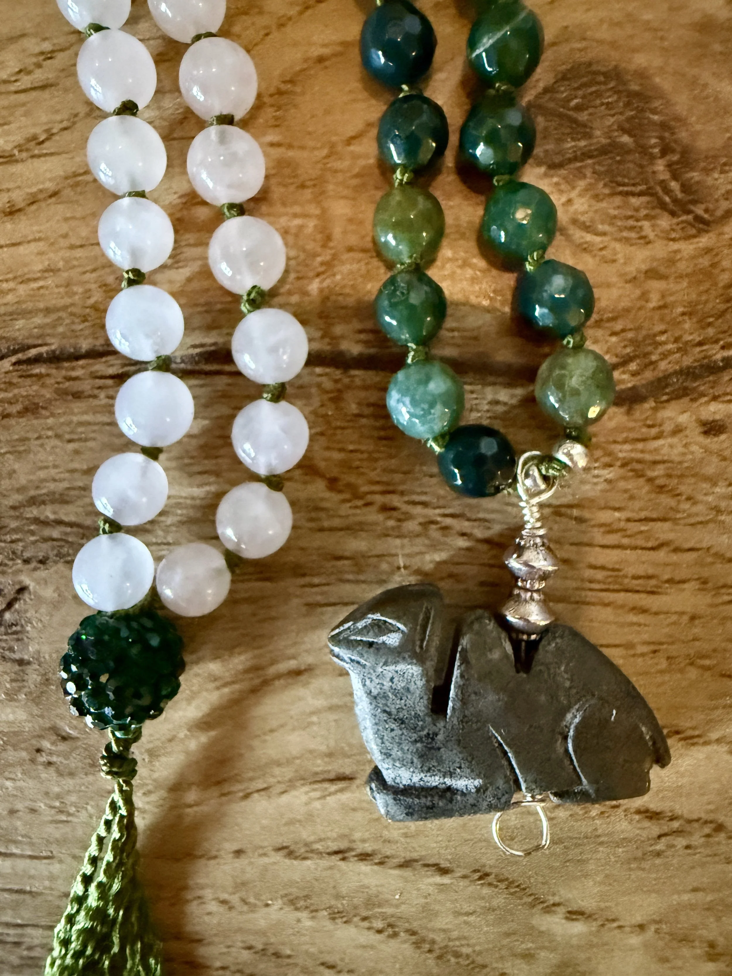 faceted moss agate rose quartz camel pendant 1.jpg