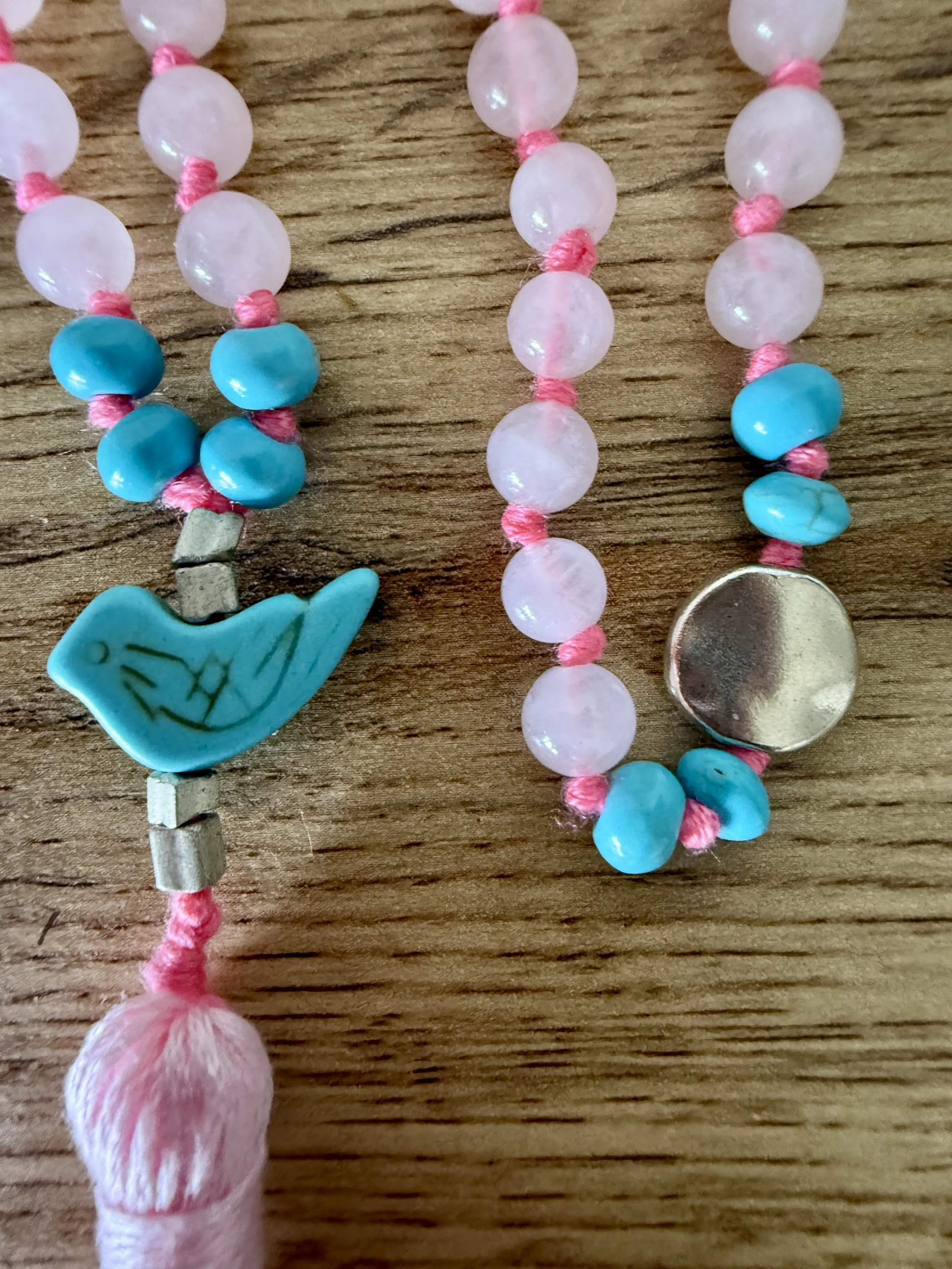 rose quartz beads turquoise bird pendant 3.jpg