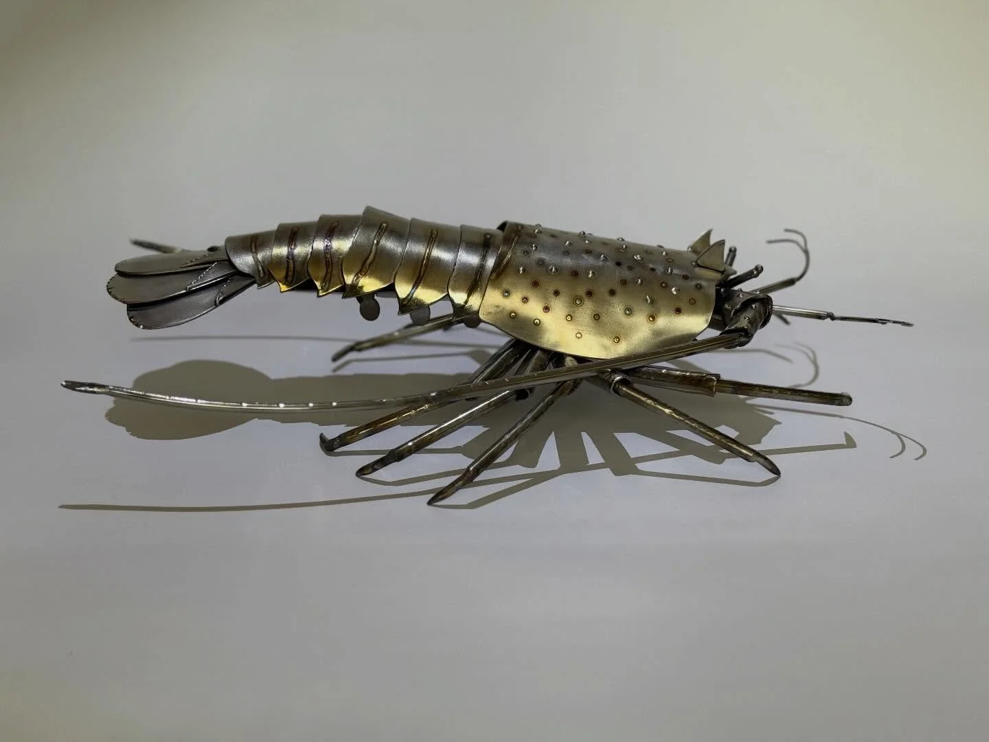 Marine grade Spiny Lobster fresh off the rocks&hellip; This one measures 18&rdquo;x12&rdquo;x5&rdquo;, made from cold forged 316 stainless steel, one of my favorite critters to honor in metal. Currently awaiting a place to crawl home.

#spinylobster 