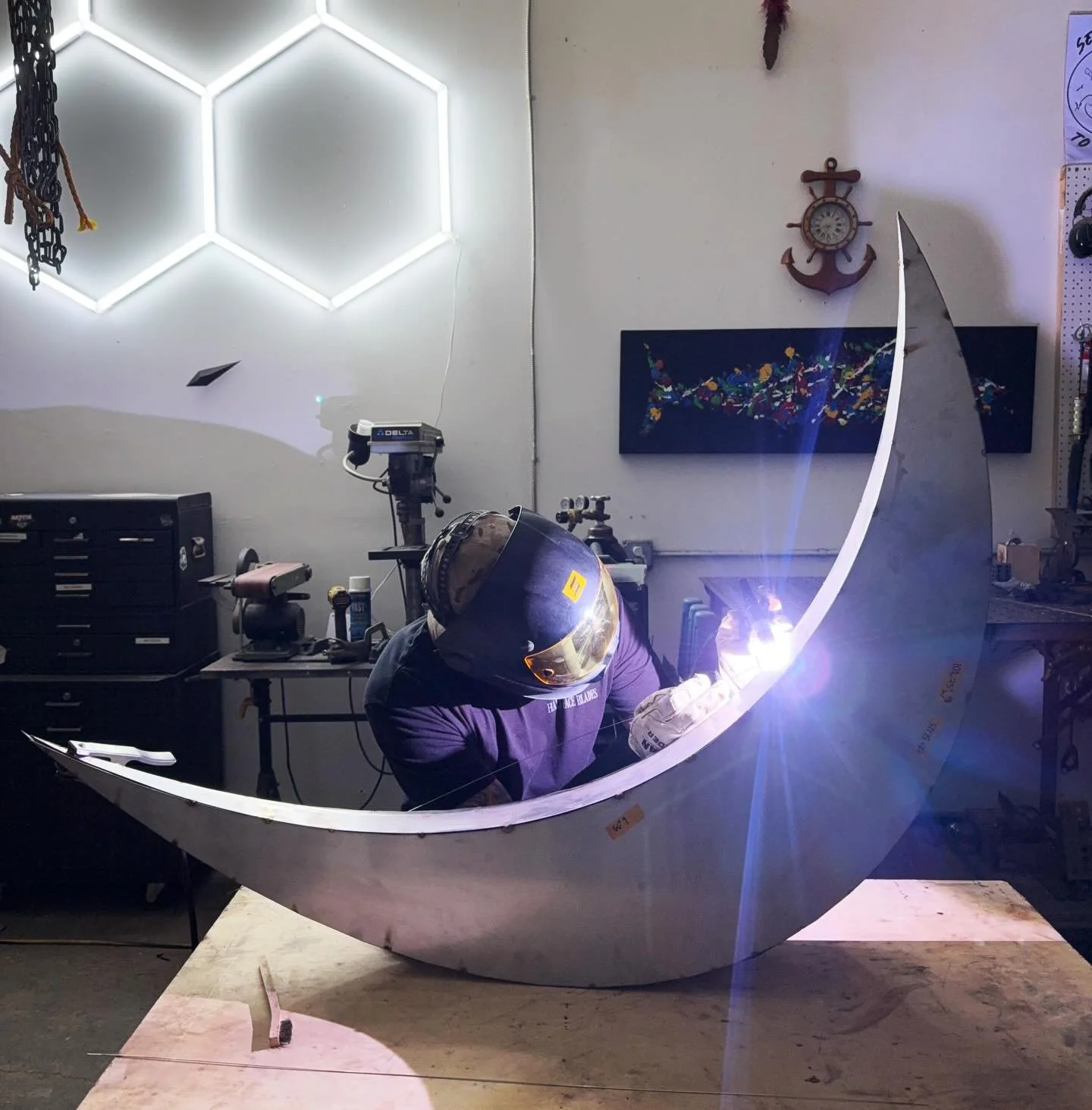 Current WIP&hellip; Element 2 for &ldquo;Orbit&rdquo; getting the heat put to it today 🌙🔥 

I&rsquo;ll also be starting on some long overdue fish works, a series of saltwater pelagics with patina finishes you haven&rsquo;t seen before. Cause where&