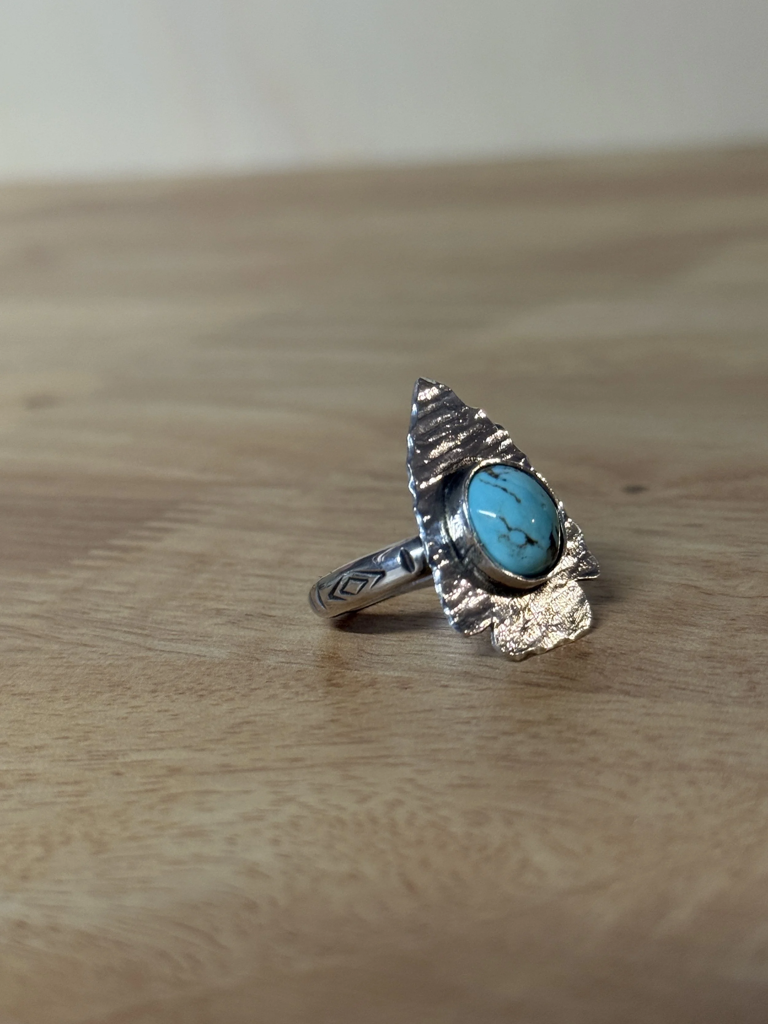 Arrowhead Kingman Turquoise Ring / 925 Sterling - Sold
