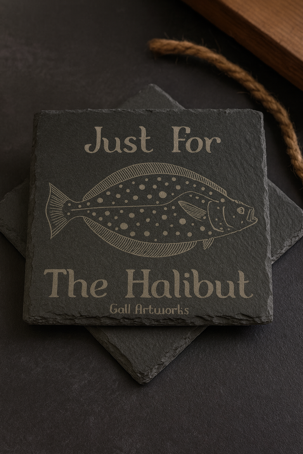 Halibut Slate Coaster Set