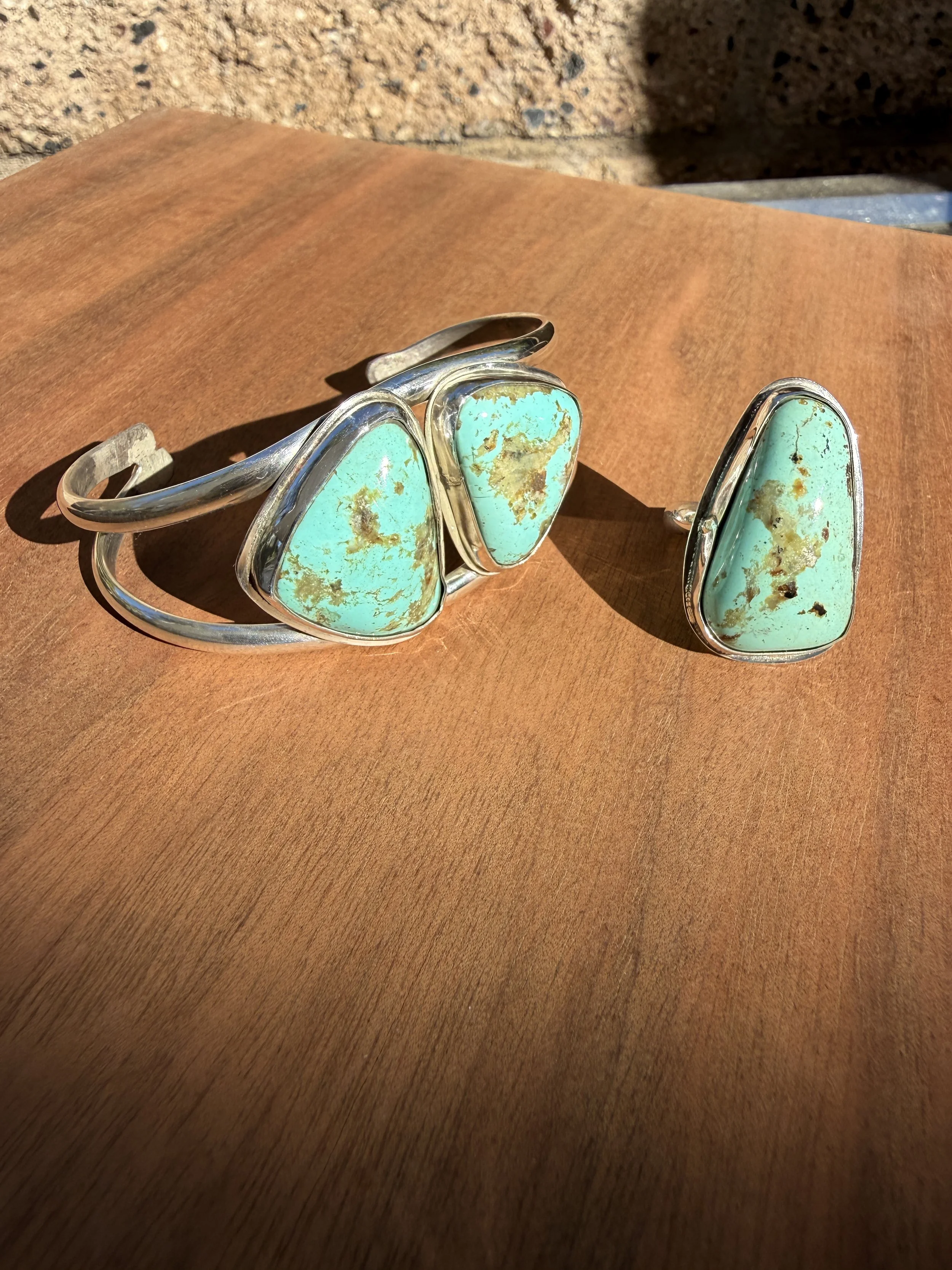 Kingman Turquoise Cuff & Ring Set / 925 Sterling - Sold
