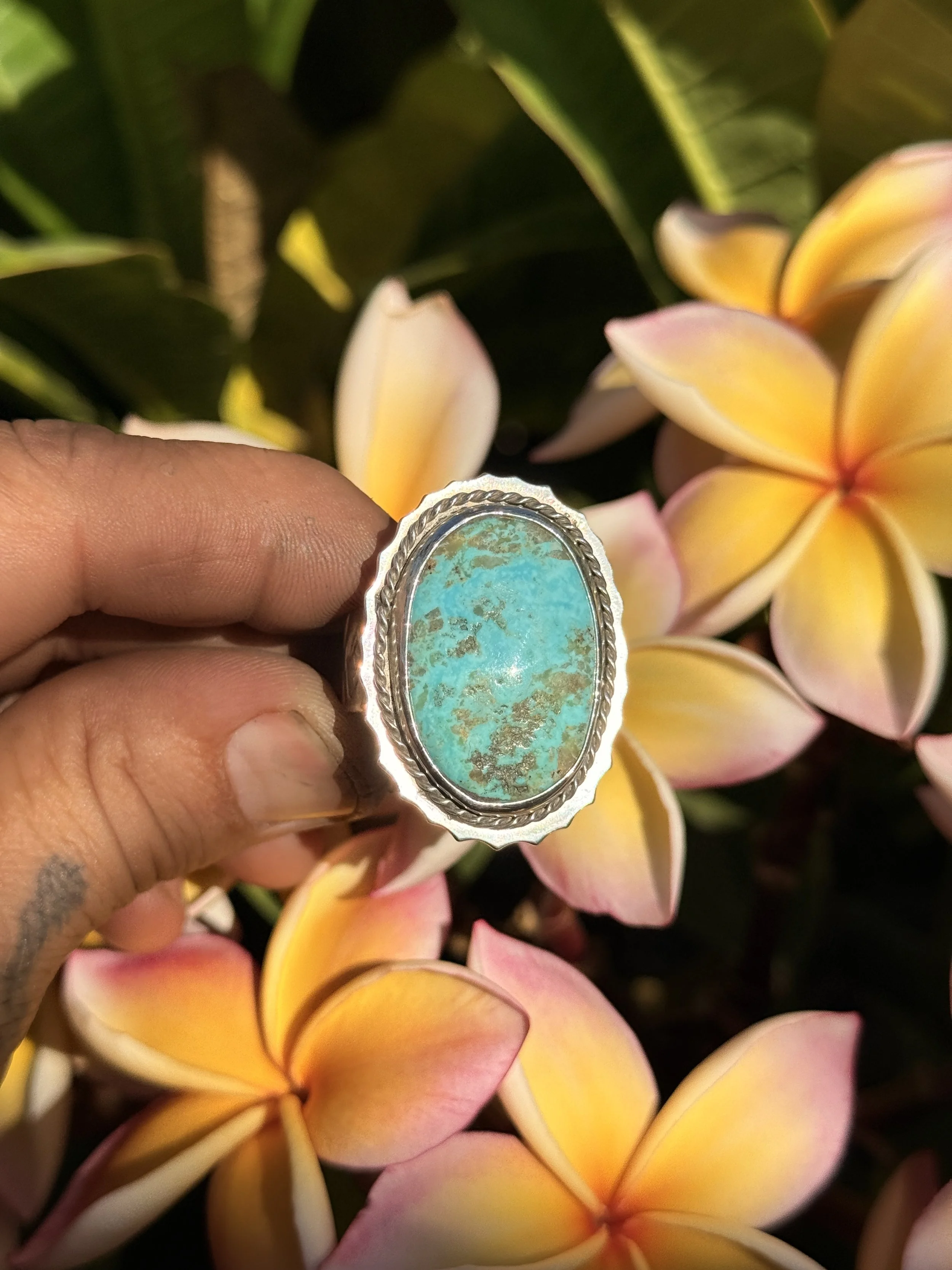 40ct Kingman Turquoise / Sterling Silver Ring -  Size 15 - Sold 