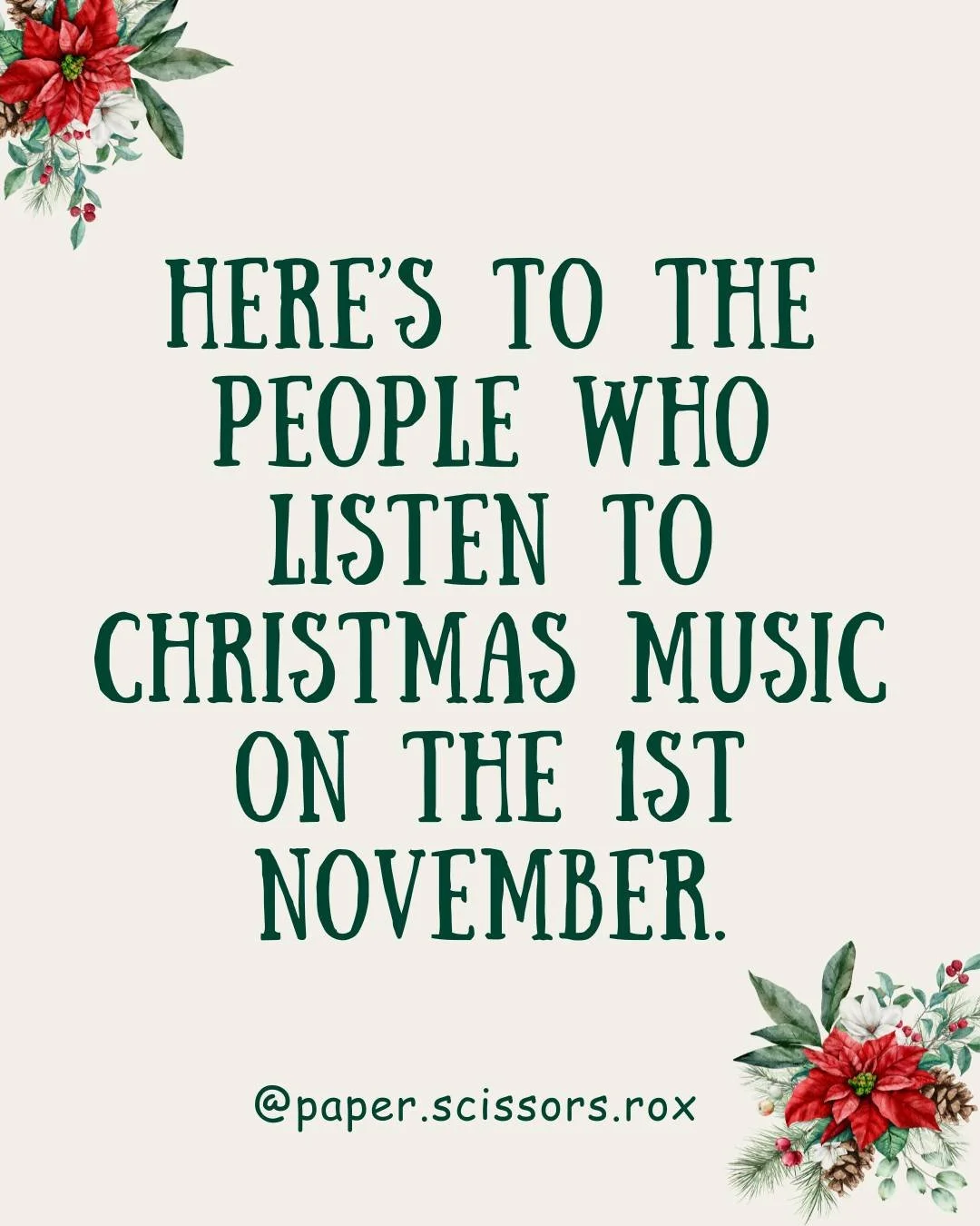 🎄✨ It&rsquo;s Beginning to Sound a Lot Like Christmas! ✨🎄

Here's to the festive souls who start playing Christmas tunes on the 1st of November! 🎶🎅 You&rsquo;re our kind of people&mdash;bringing that holiday cheer early! ❤️

Are you team November