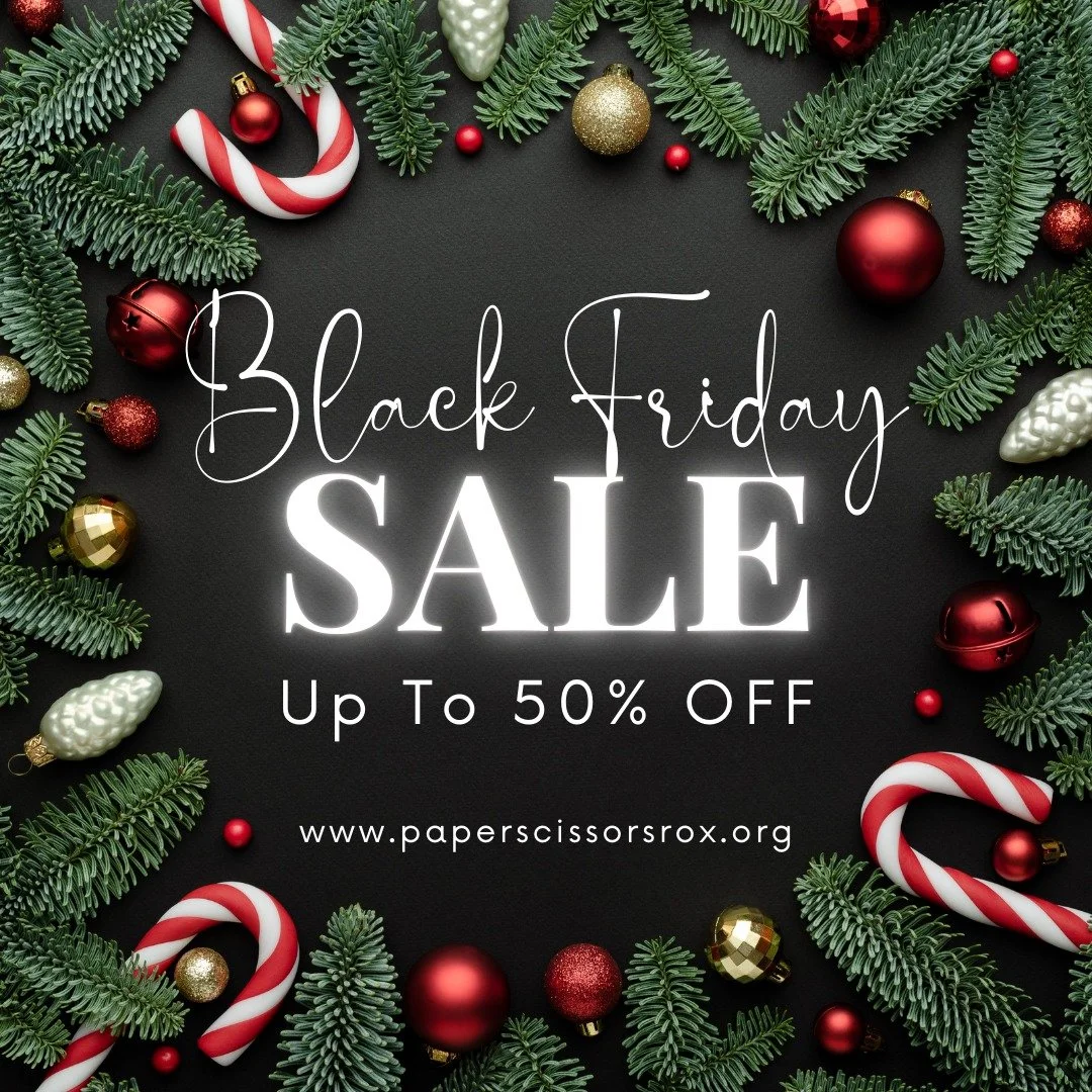 🚨 Last Days of Our Black Friday Sale! 🚨
Don&rsquo;t miss out&mdash;grab these amazing deals before 1st December! 🛍️ 
Shop now at 👉 www.paperscissorsrox.org 

Hurry, time&rsquo;s running out! ⏳✨