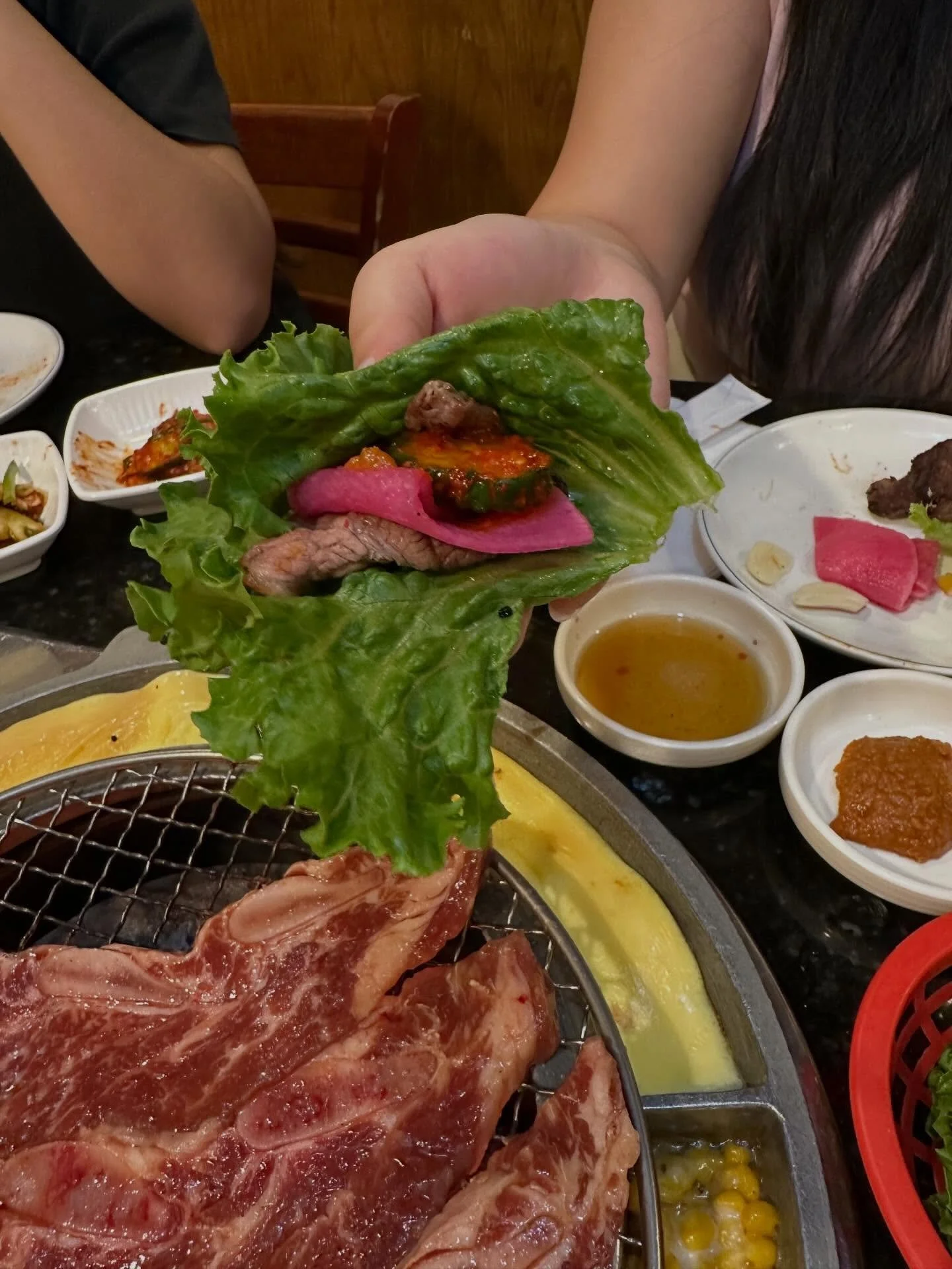 What is the perfect combination in one bite at Korean BBQ? 
Let us know your way!