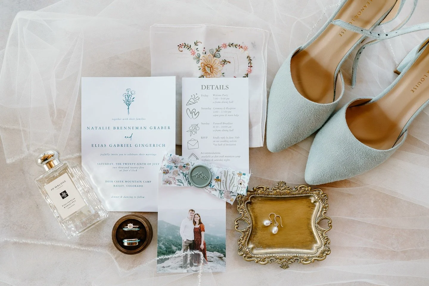 These details! Obsessed with the story told through flatlays and each detail my couples choose to tell their story visually.

Photography: @katherinekareephotography
Planning &amp; Coordination: @withgraceplanning
Venue: @deercreekmtncamp
Florist: @c