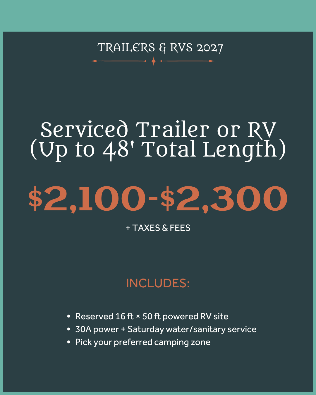Serviced trailer and RV camping