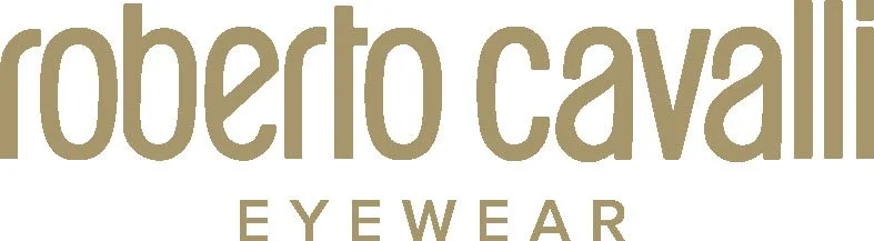 Roberto Cavalli Eyewear logo in gold letters.