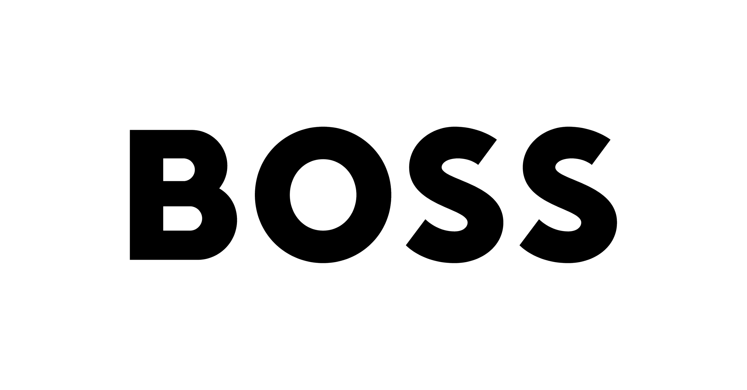 Outline of the word 'BOSS' in large, bold letters on a black background.