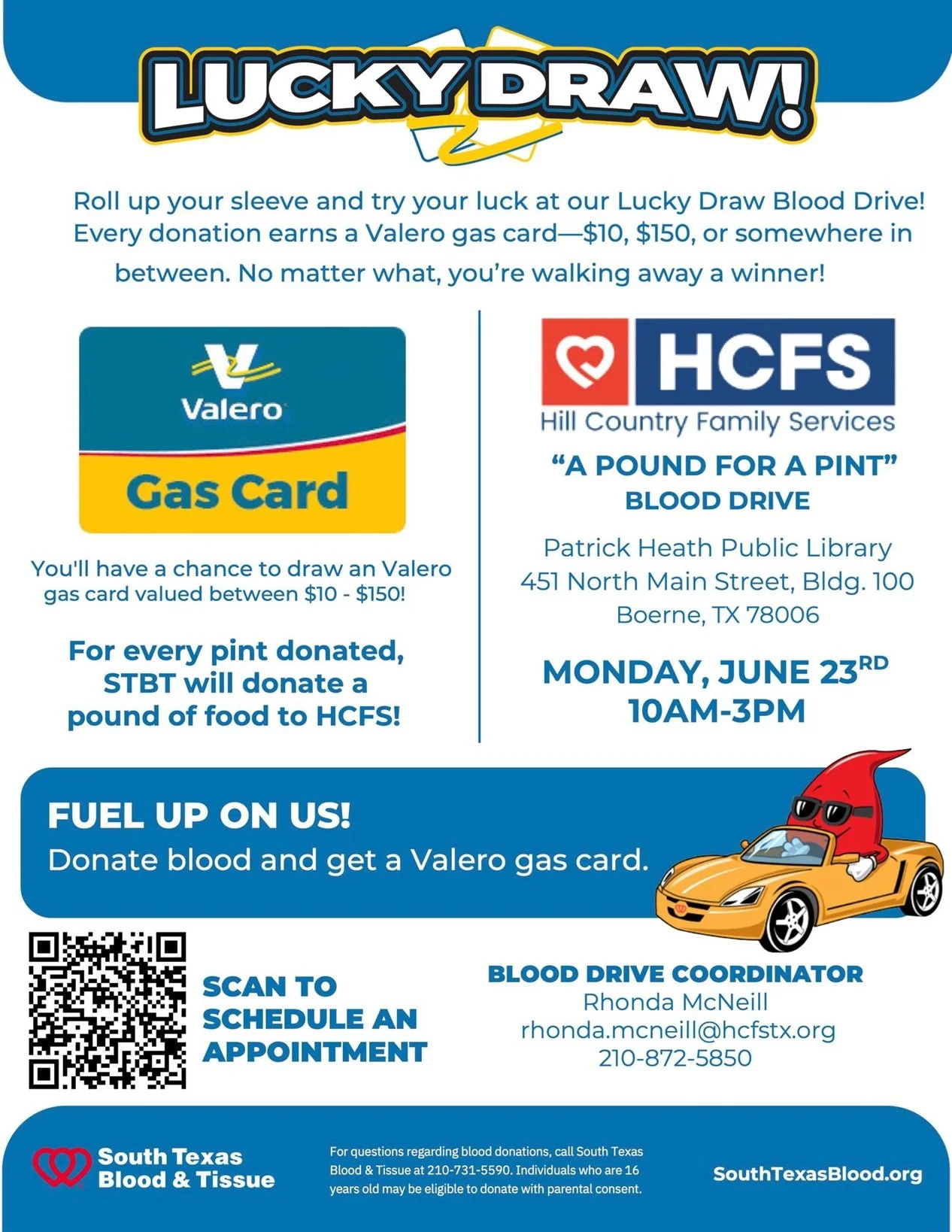 Lucky Draw Blood Drive at Patrick Heath Public Library