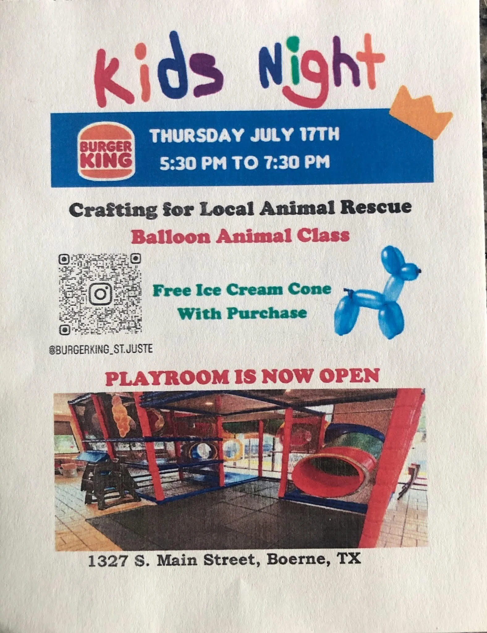 Burger King Kids Night