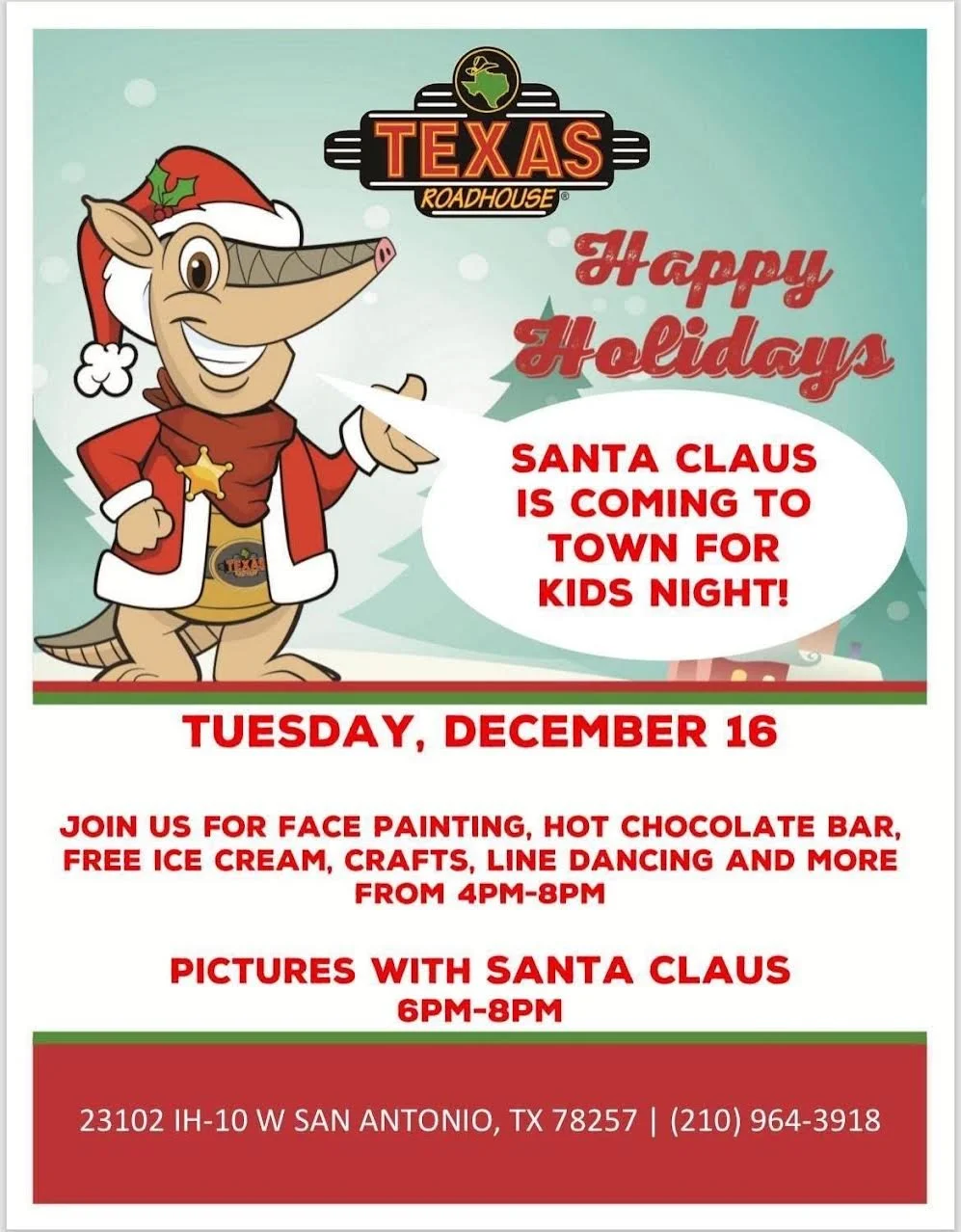 🎅 Santa Is Coming to Texas Roadhouse! 🎄