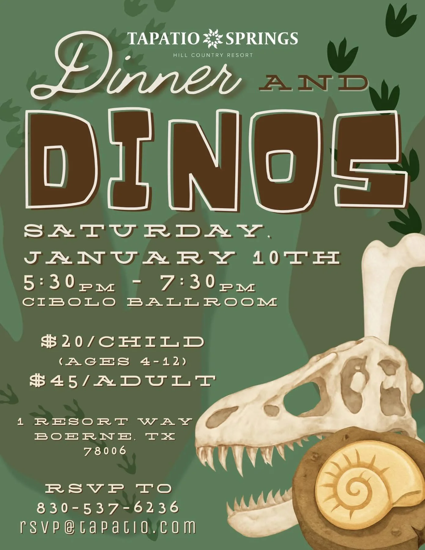 Dinner with Dinos at Tapatio Springs Hill Country Resort
