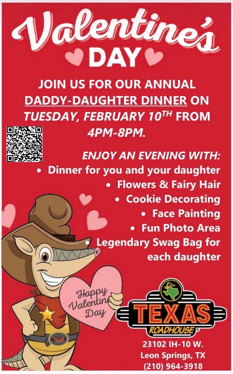 Valentine’s Daddy–Daughter Dinner at Texas Roadhouse