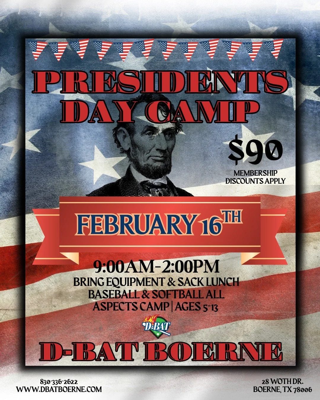 &nbsp;Presidents Day = Training Day at D-BAT Boerne!