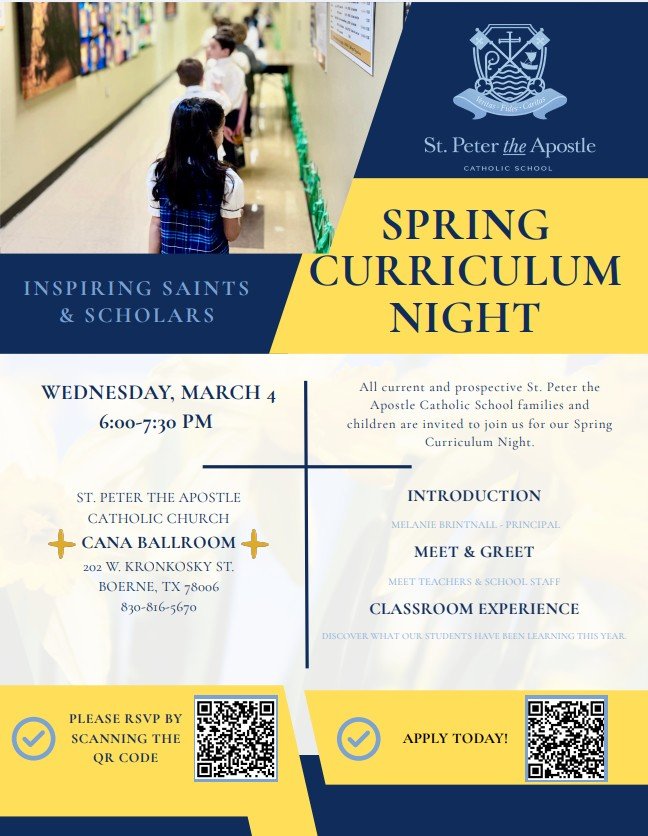 Spring Curriculum Night at St. Peter the Apostle Catholic School