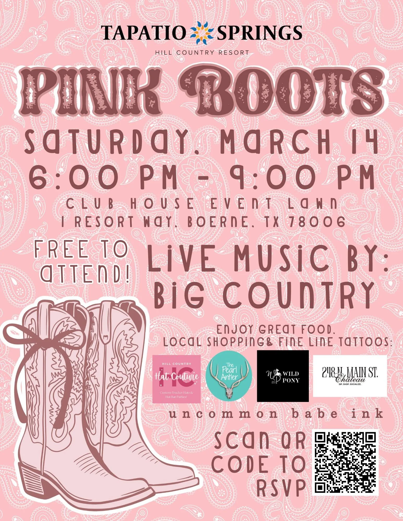 PINK BOOTS at Tapatio Springs