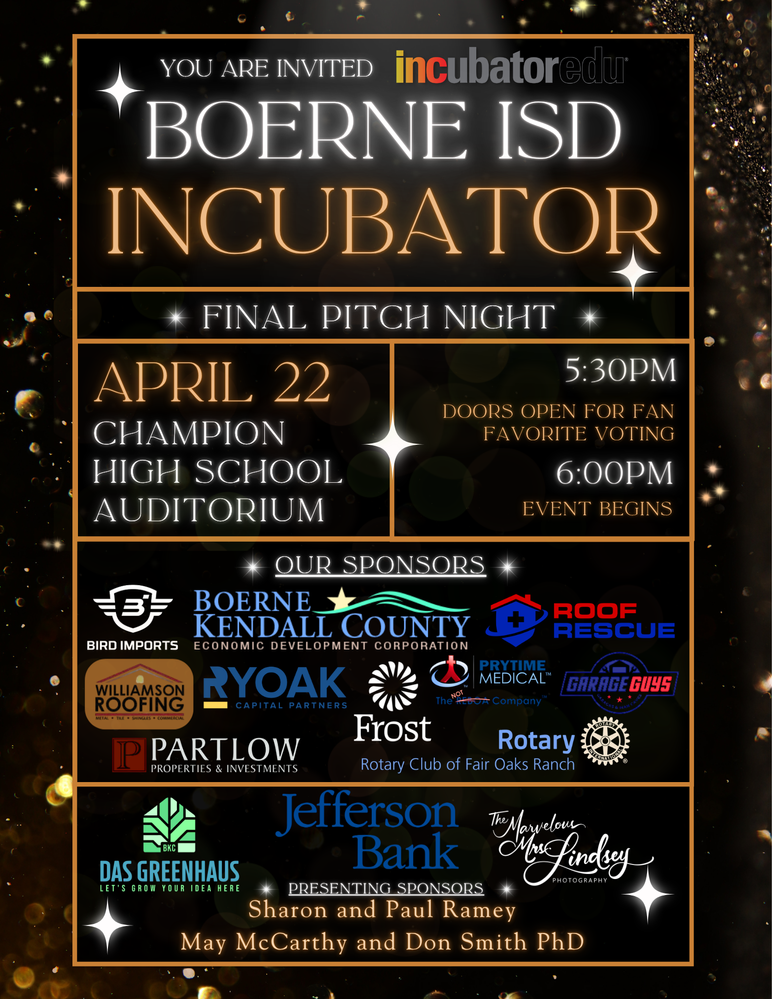 Boerne ISD Incubator: Final Pitch Night