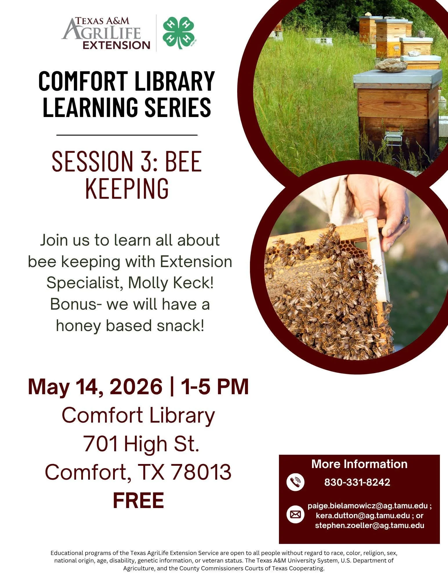 Beekeeping Learning Session at Comfort Library