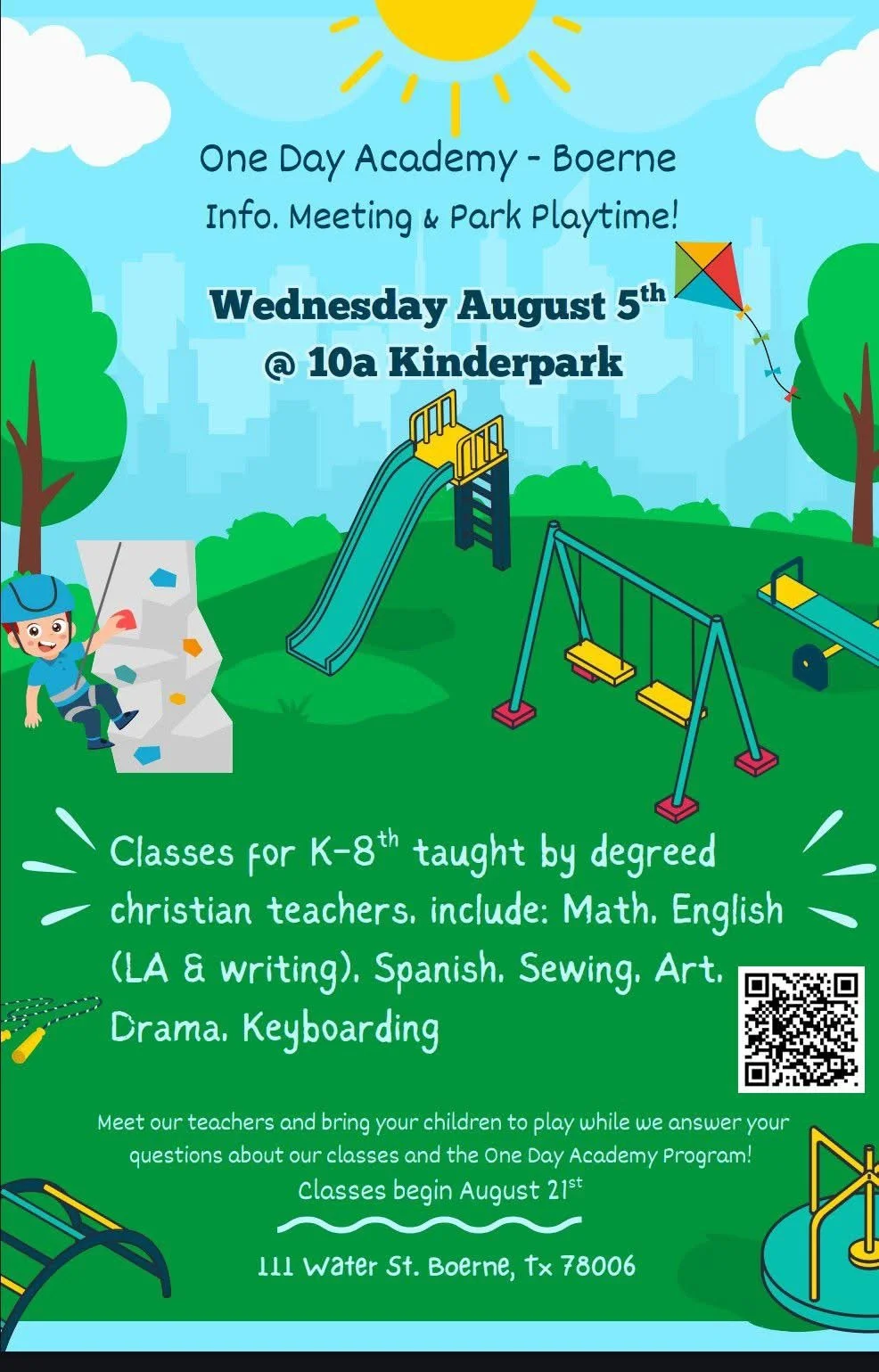 One Day Academy β Boerne Information Meeting & Park Playtime