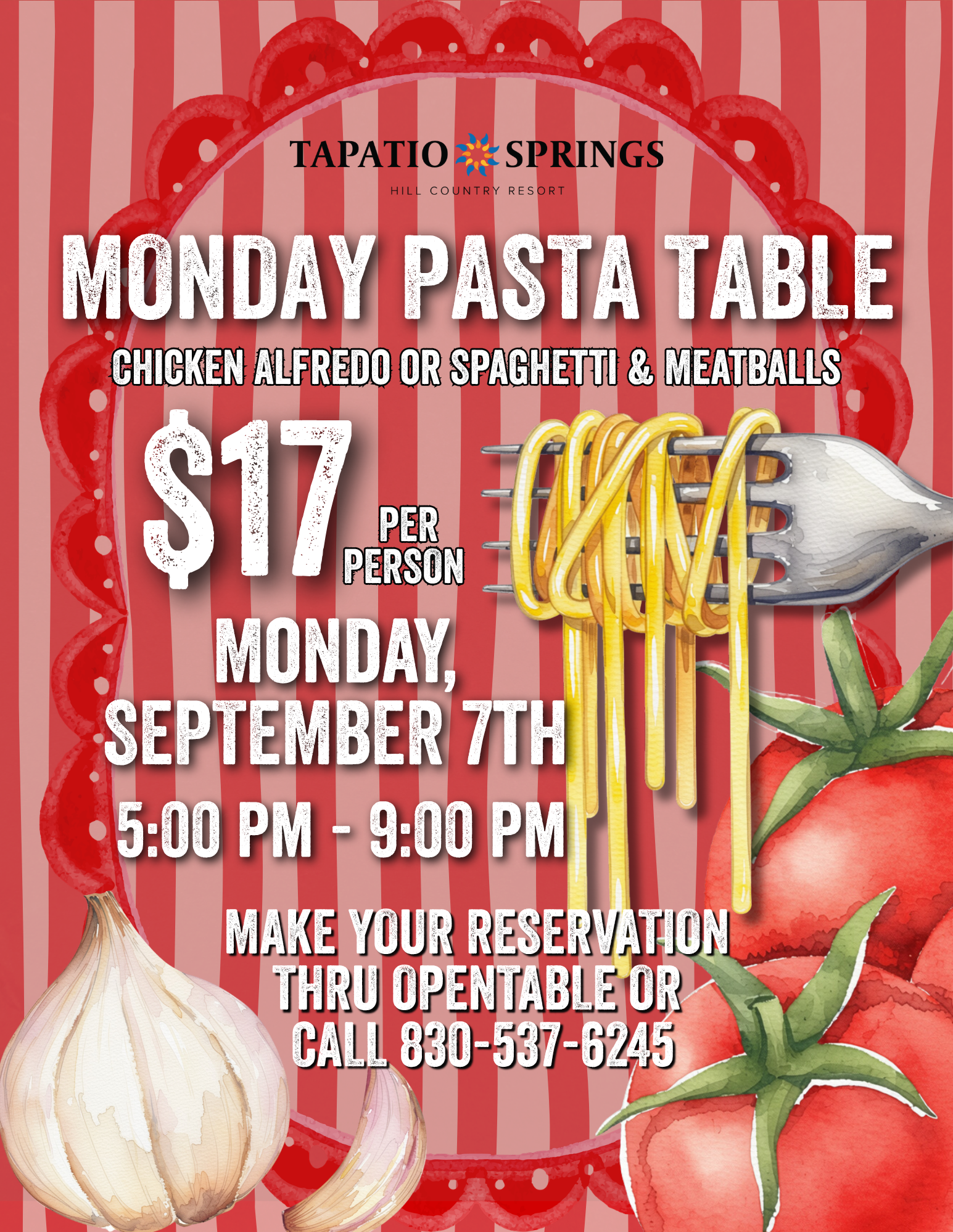 Monday Pasta Table at Tapatio Springs