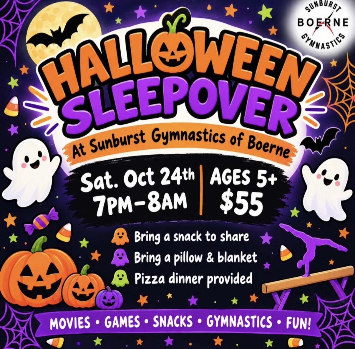 Halloween Sleepover at Sunburst Gymnastics