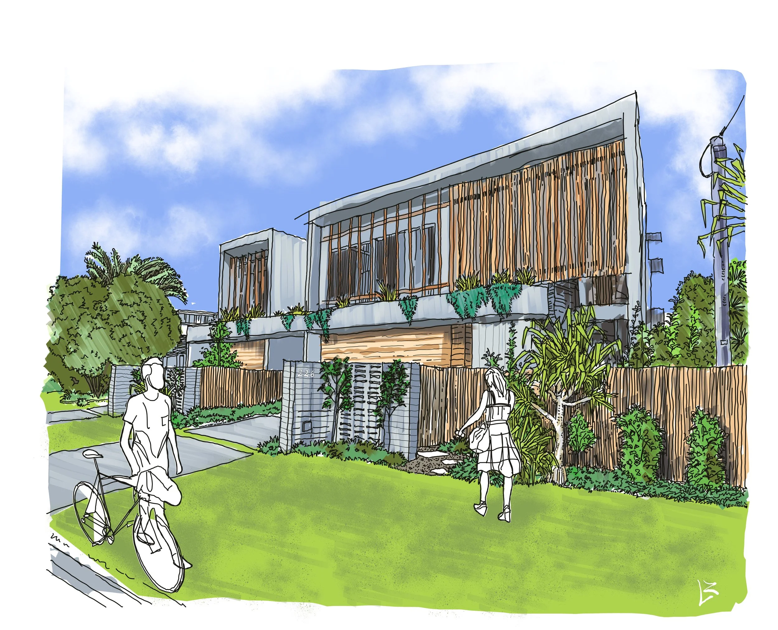 Anembo Landscape Architects + Apartments & townhouse landscape design, Oceanic Drive, Warana