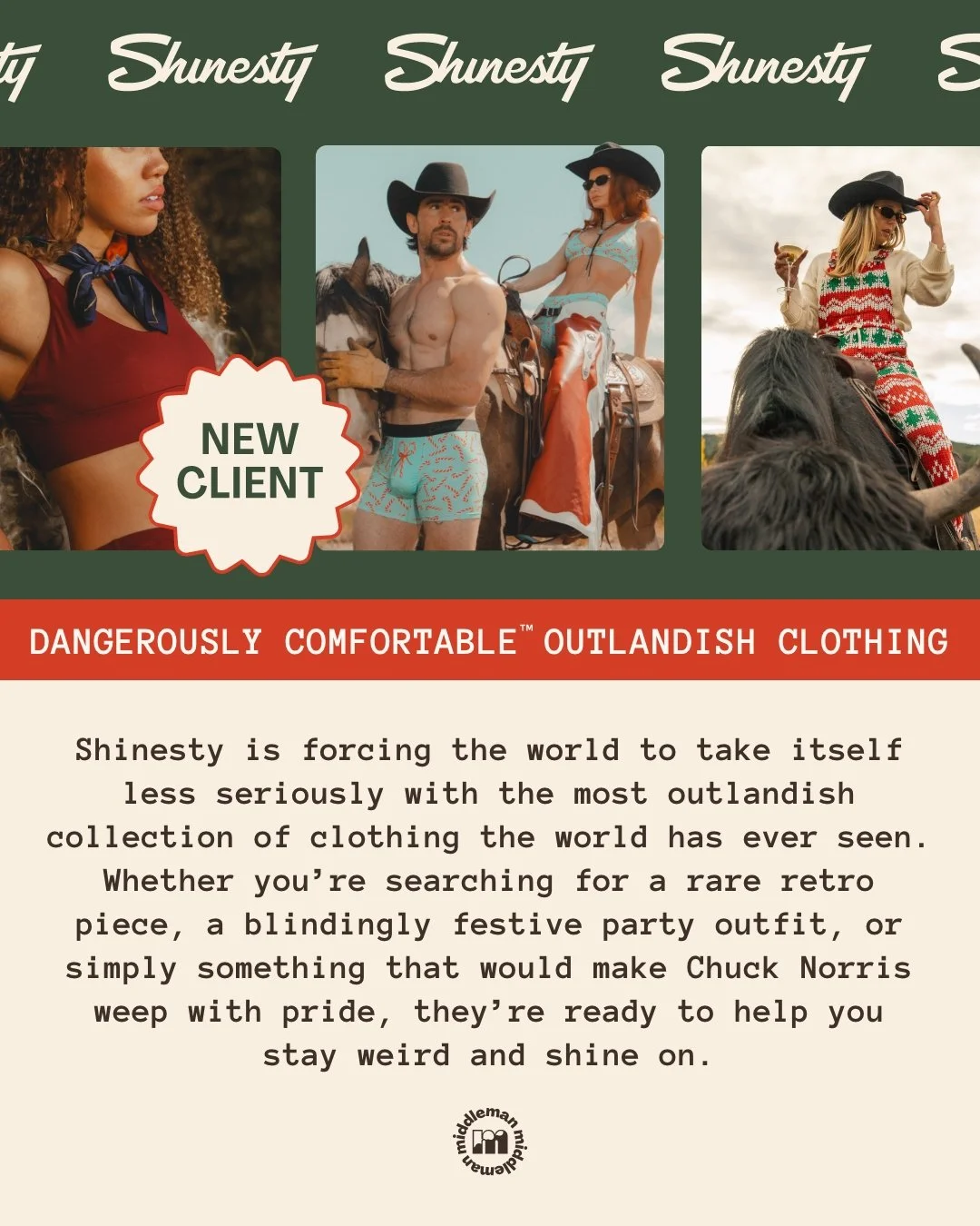 We're so excited to welcome our first apparel client @ShinestyThreads into the fold! 🧦 Not only are their threads insanely comfortable, but Shinesty's ever-changing offering of clever, silly, and downright whimsical prints encourages the world not t