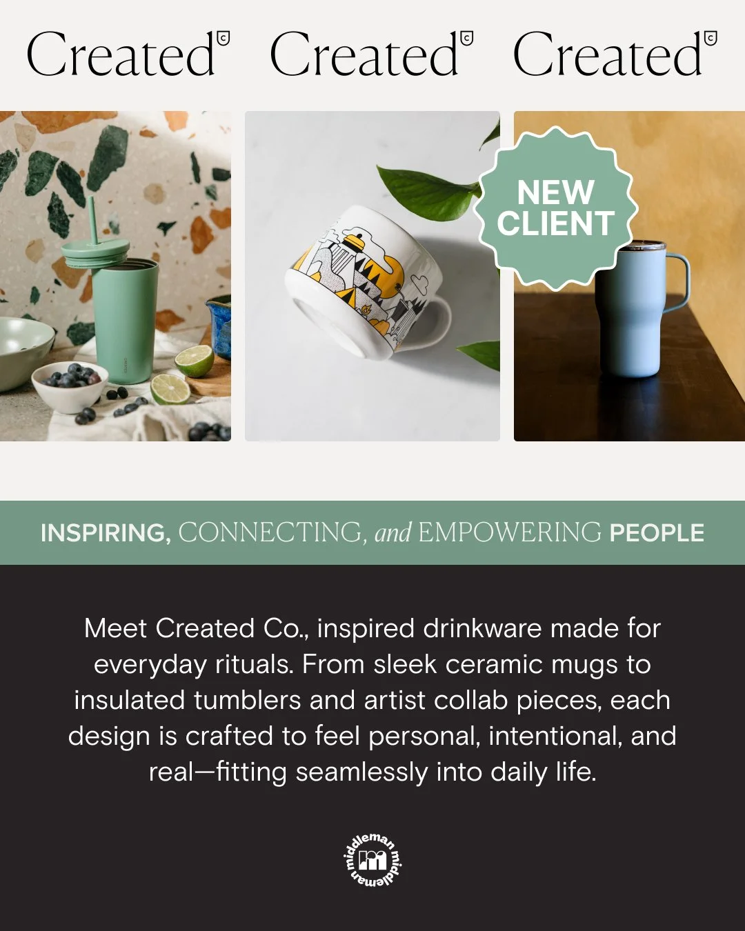 Meet out newest client, Created Co. 🤍 Rooted in hospitality and built with intention, Created Co. designs thoughtfully crafted drinkware that brings people together and supports meaningful connection. We look forward to supporting their expansion ac