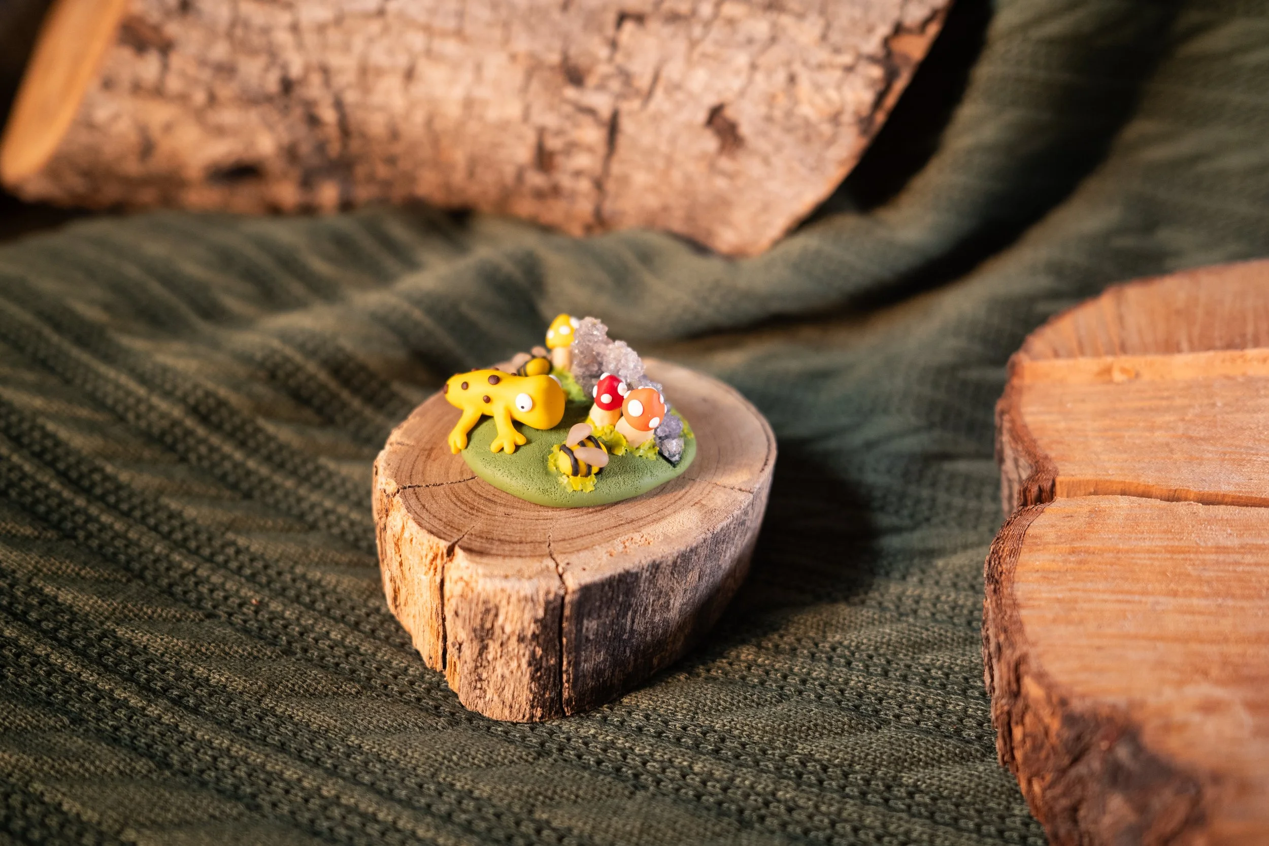 Lizard, Mushroom and Crystal Figurine