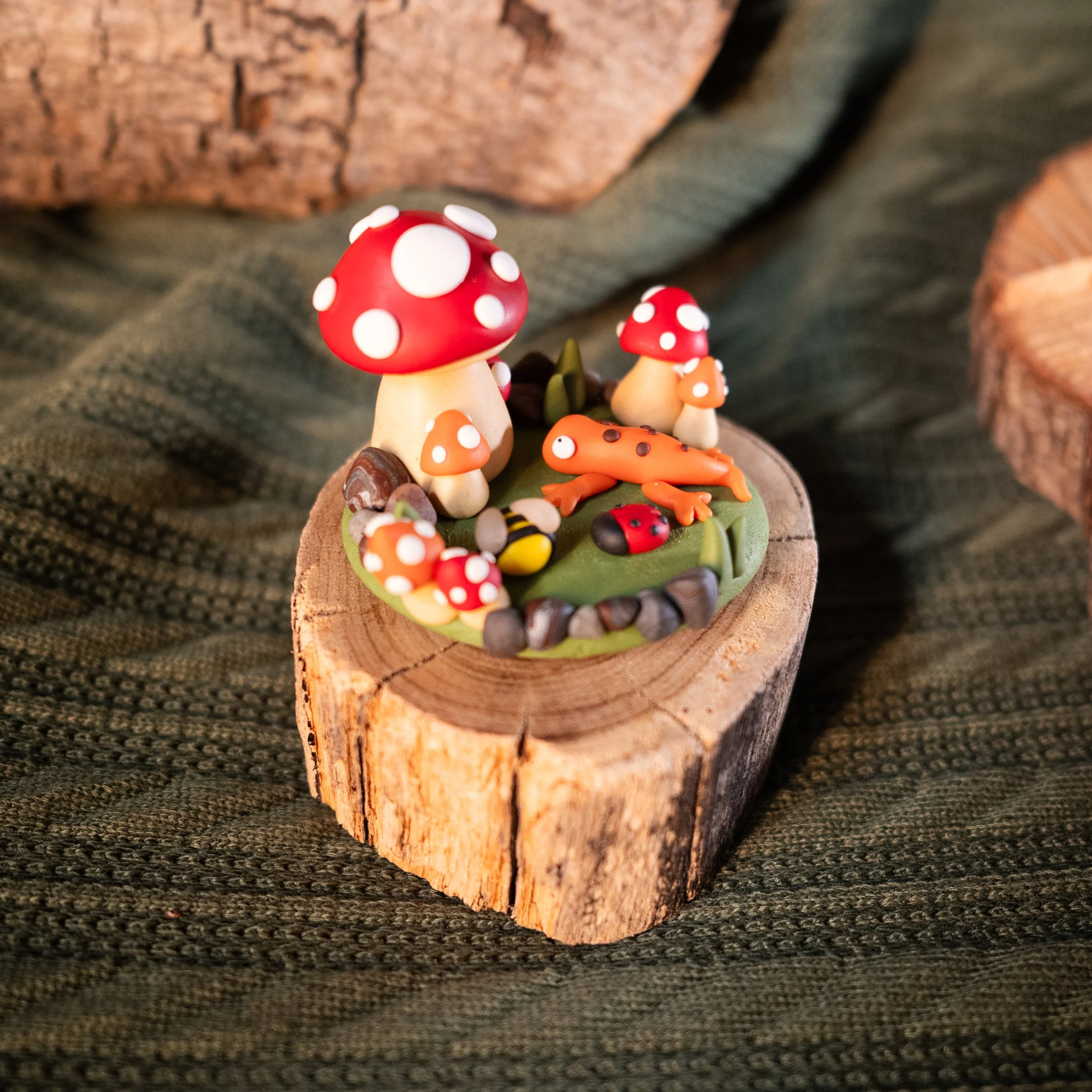 Lizard and Mushroom Figurine